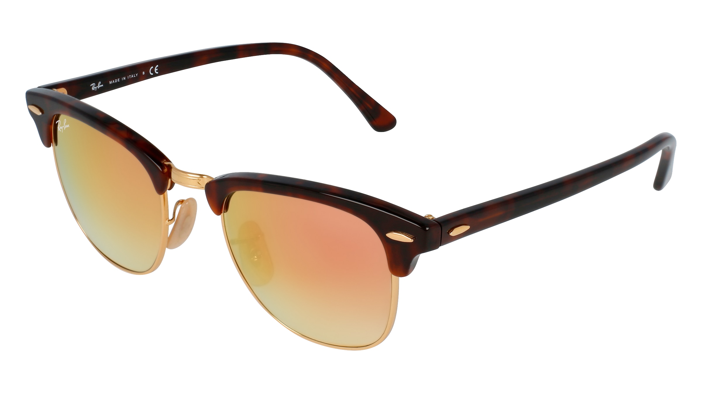 Ray-Ban RB 3016 CLUBMASTER Unisex-Sonnenbrille Vollrand Quadratisch Acetat-Gestell, Havanna