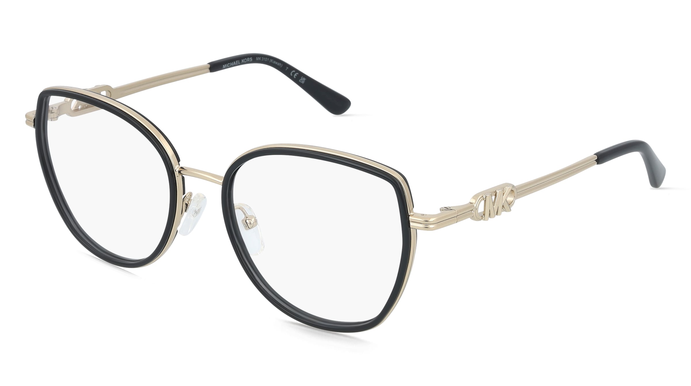 Michael Kors MK3101 KIAWAH Damen-Brille inkl. Gläser Vollrand Rund Metall-Gestell 53/18/140, Schwarz