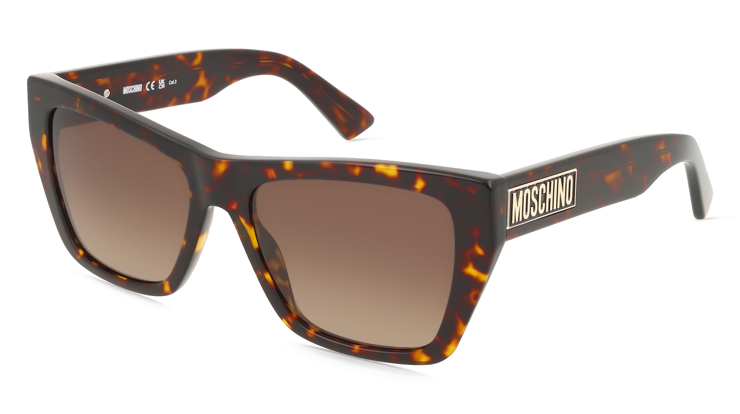 Moschino MOS181/S Damen-Sonnenbrille Vollrand Eckig Acetat-Gestell, Havanna