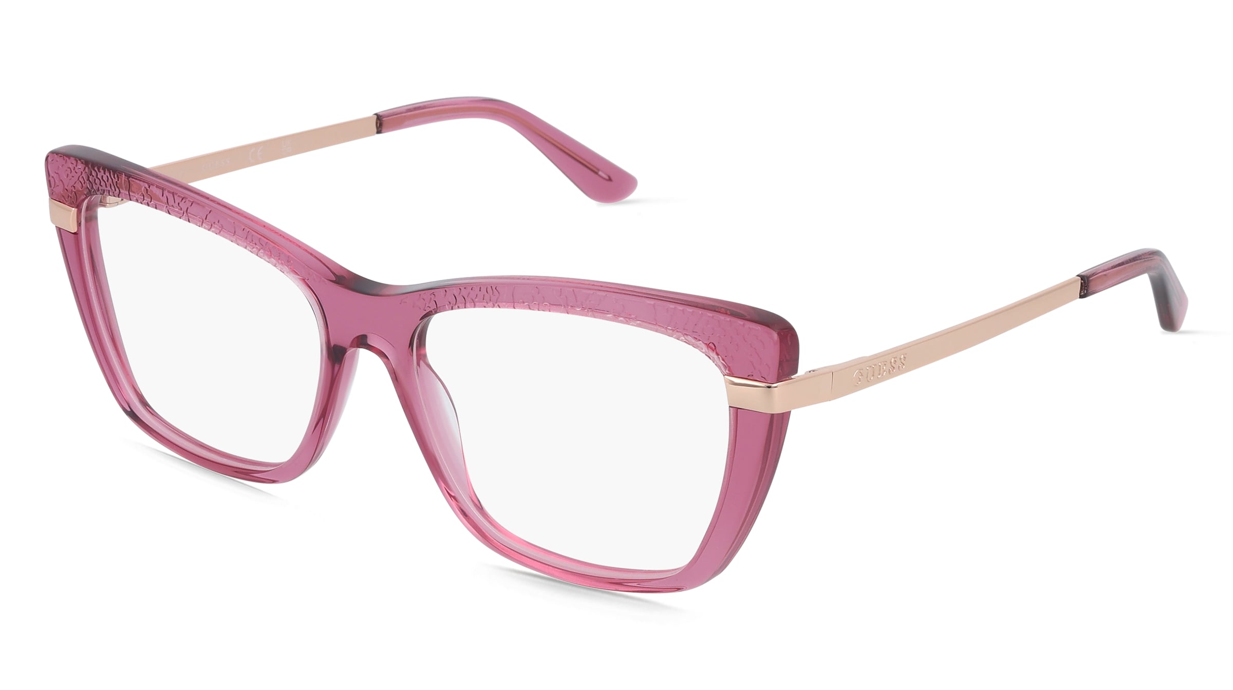 Guess GU50246 Damen-Brille inkl. Gläser Vollrand Eckig Acetat-Gestell 54/16/140, Lila