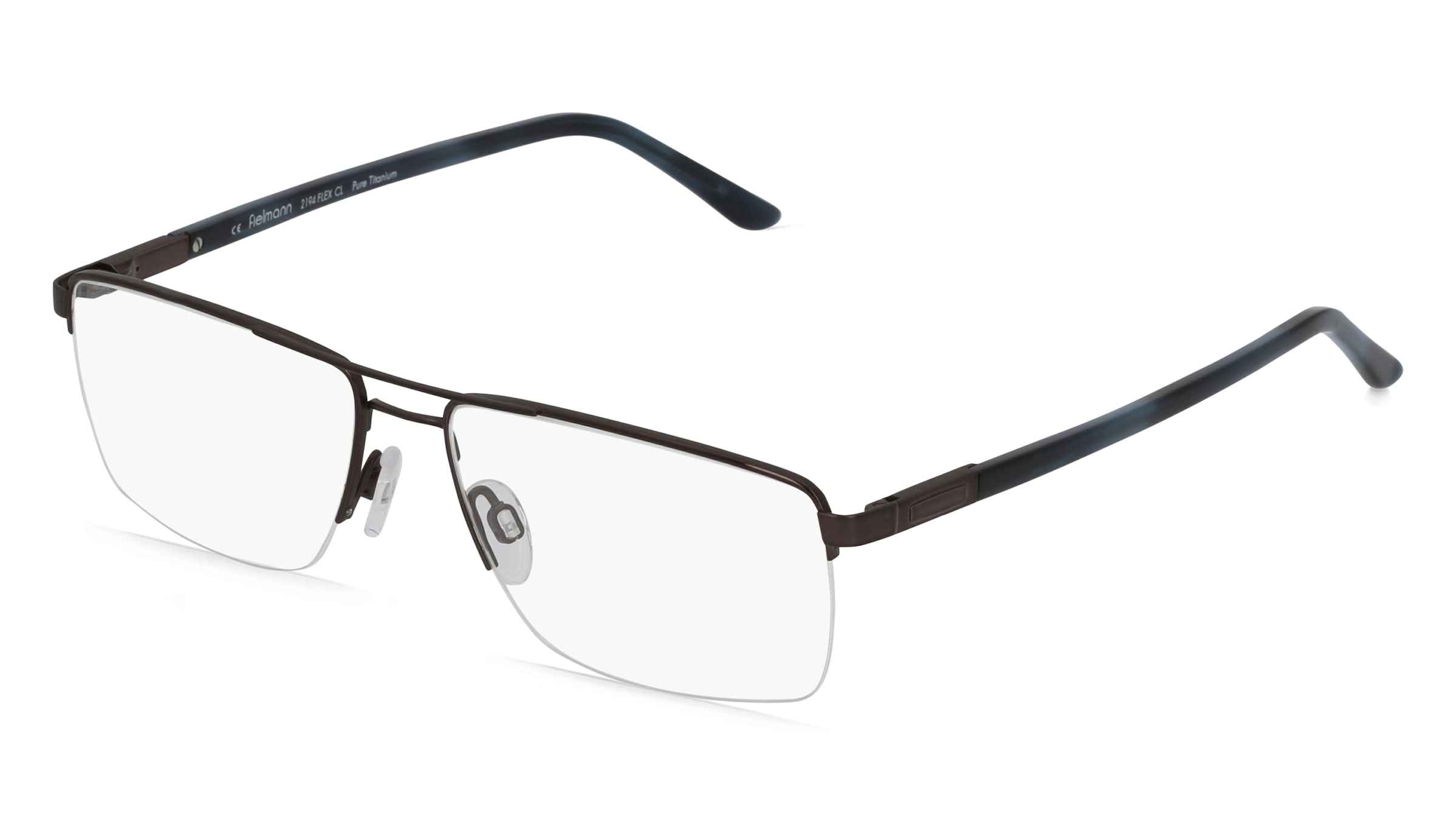 Fielmann 2194 FLEX CL Herren-Brille inkl. Gläser Halbrand Quadratisch Titan-Gestell 56/16/145, Grau
