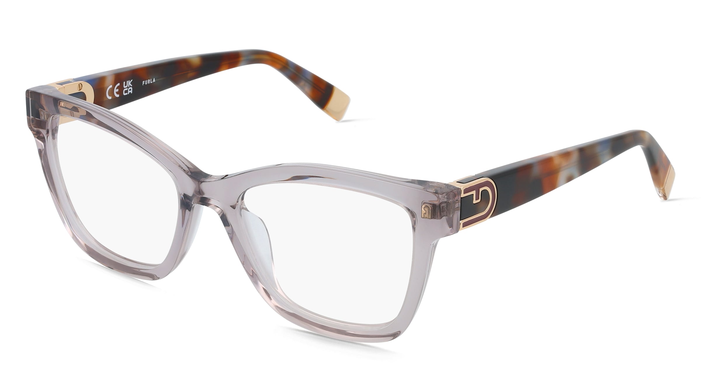 Furla VFU865 Damen-Brille inkl. Gläser Vollrand Cat Eye Kunststoff-Gestell 52/18/140, Grau