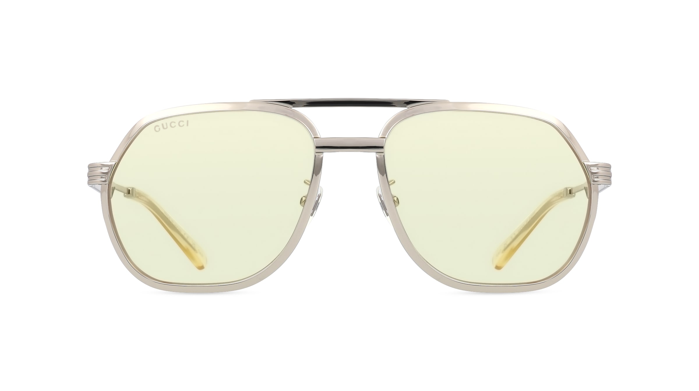 Gucci GG0981S Herren-Sonnenbrille Vollrand Pilot Metall-Gestell, silber