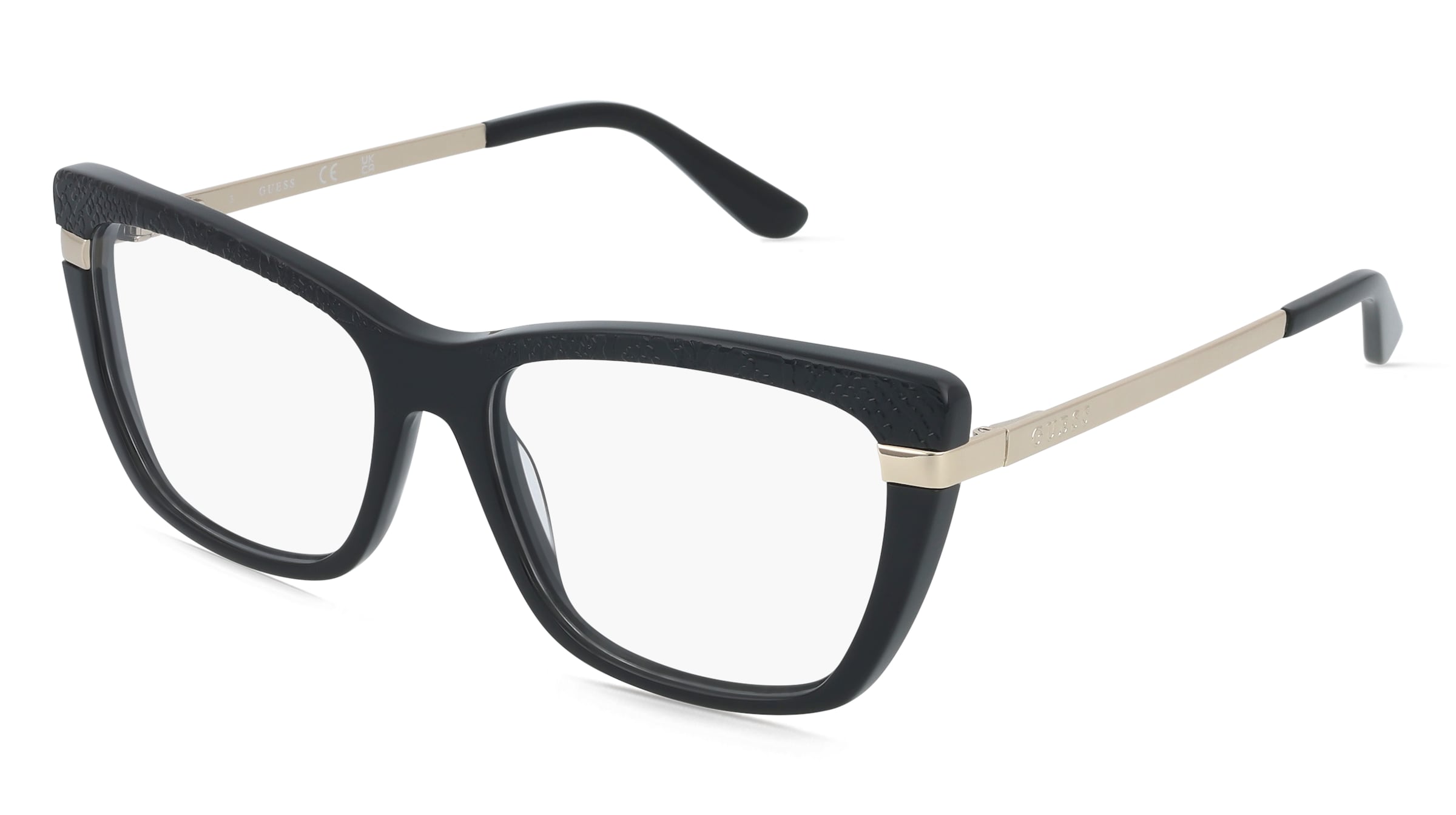 Guess GU50246 Damen-Brille inkl. Gläser Vollrand Eckig Acetat-Gestell 54/16/140, Schwarz