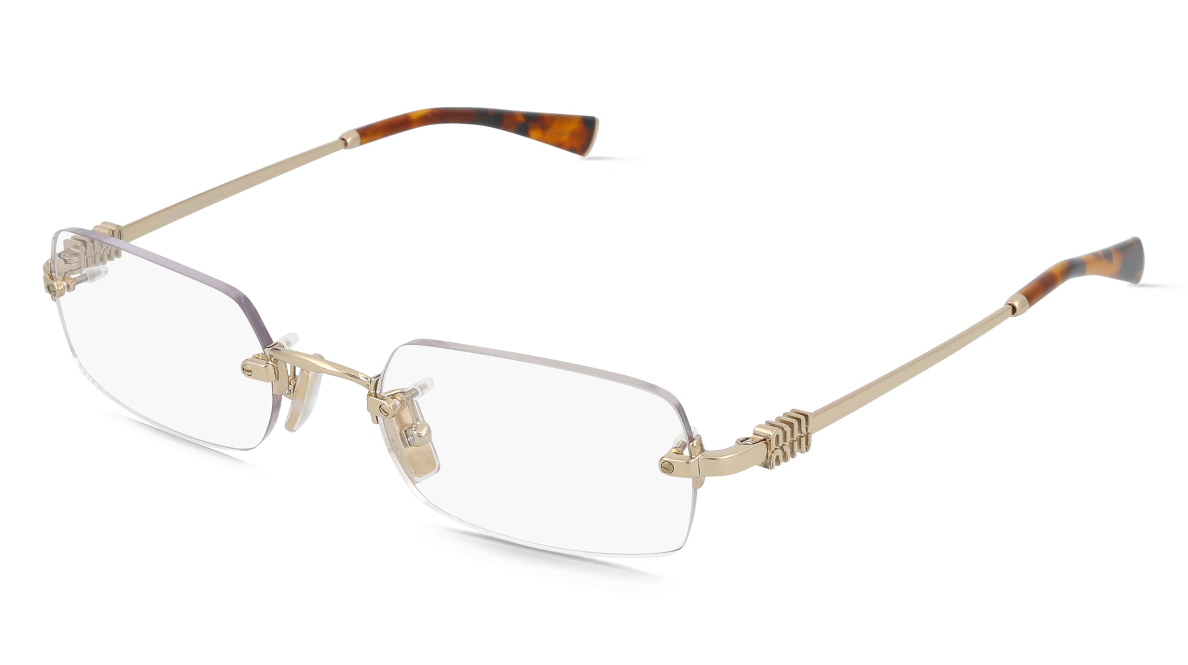 Miu Miu MU 50YV Damen-Brille inkl. Gläser Randlos Eckig Metall-Gestell 50/20/140, Gold