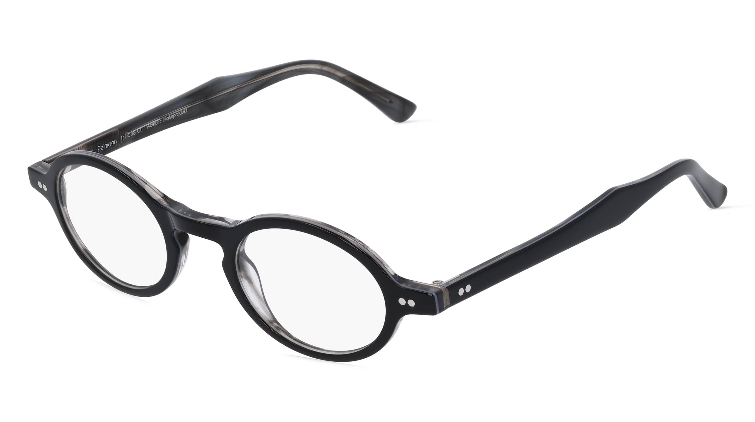 Fielmann LN 038 CL Unisex-Brille inkl. Gläser Vollrand Oval Acetat-Gestell 46/22/145, Schwarz