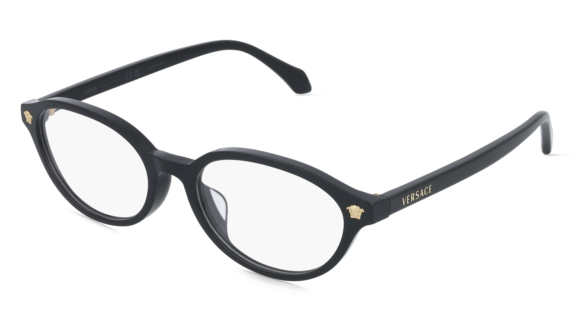 Versace VE3393D Damen-Brille inkl. Gläser Vollrand Oval Acetat-Gestell 53/17/140, Schwarz