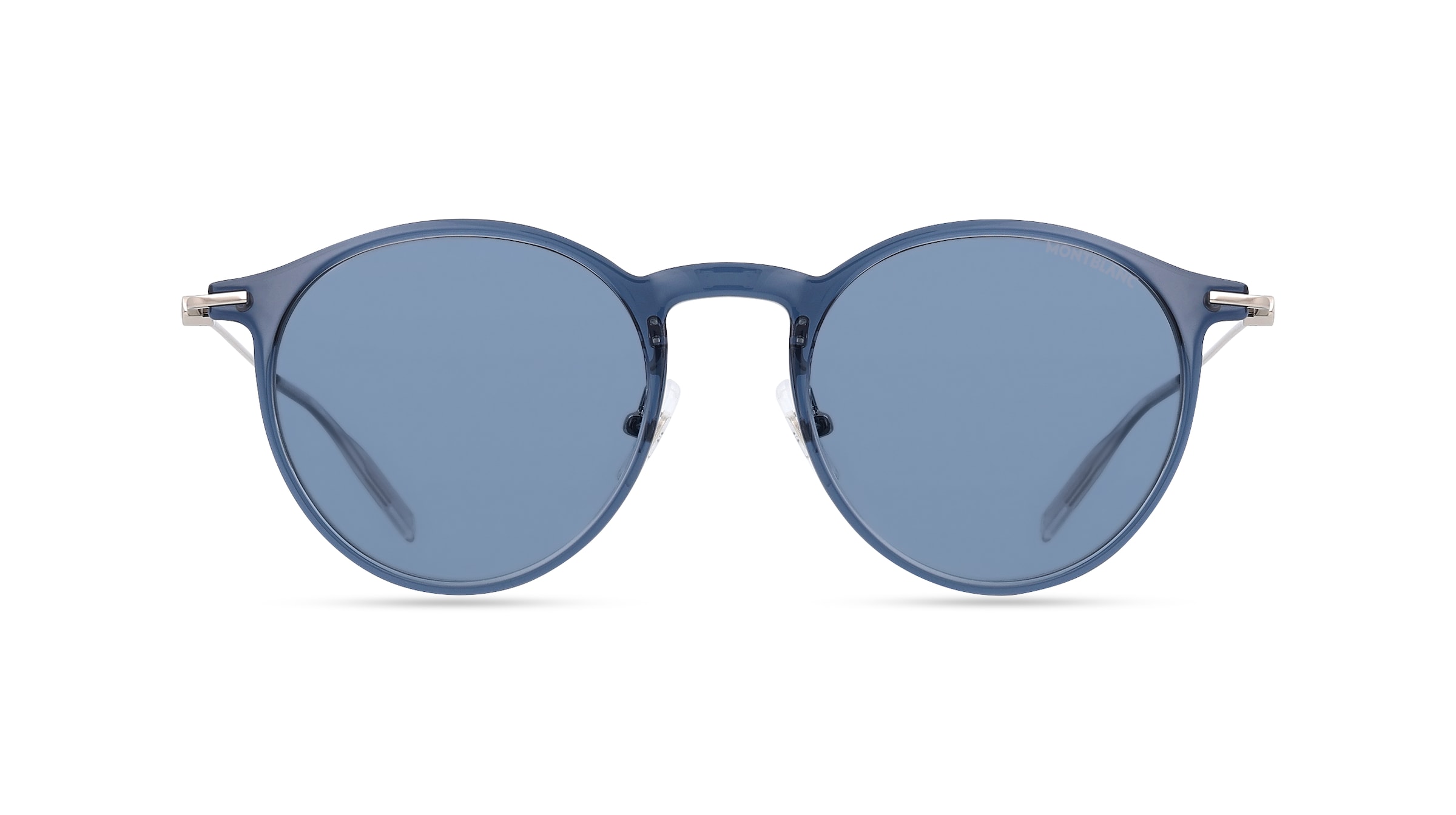 Montblanc MB0097S Herren-Sonnenbrille Vollrand Rund Acetat-Gestell, blau