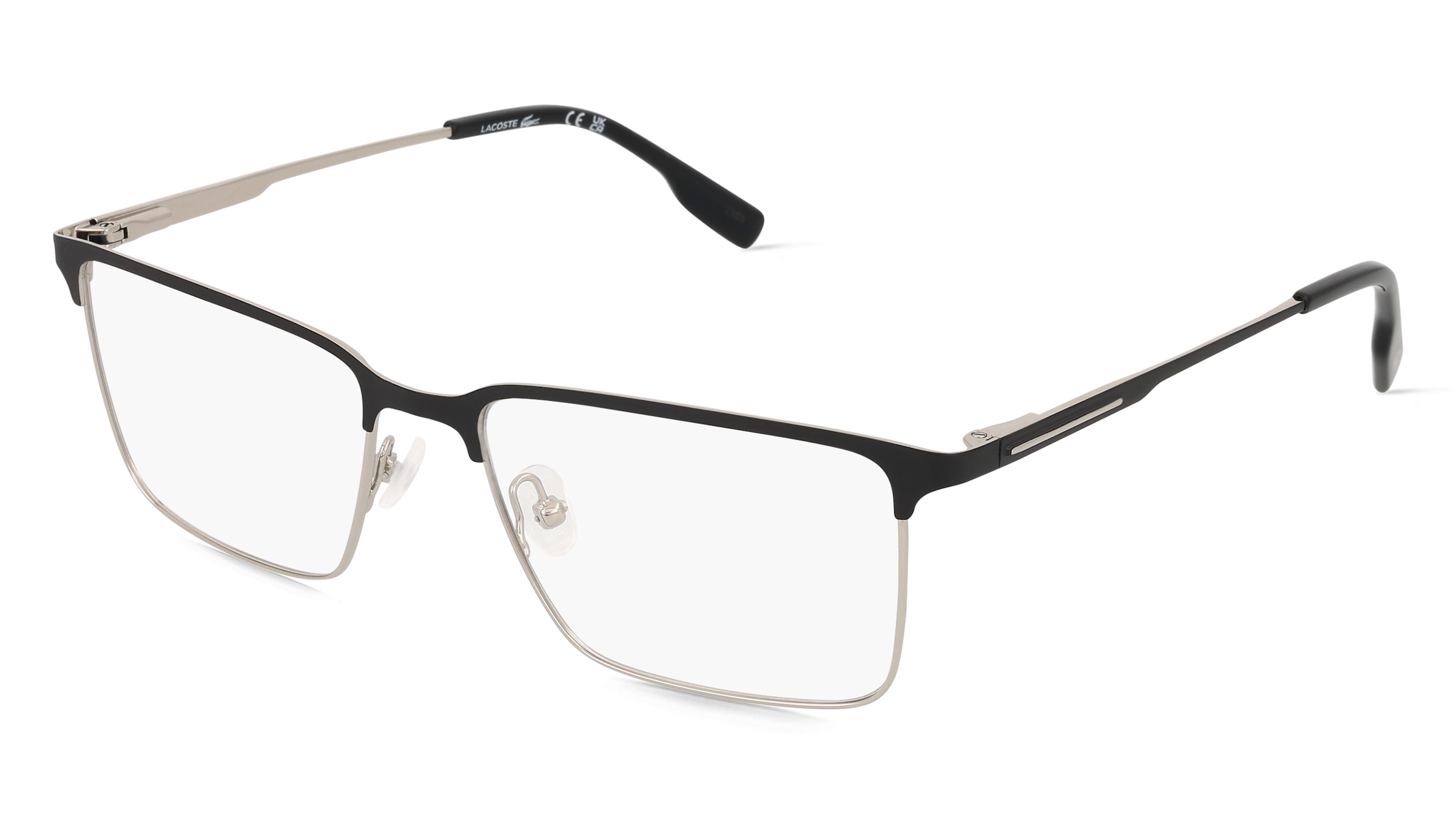 Lacoste L2296 Unisex-Brille inkl. Gläser Vollrand Quadratisch Metall-Gestell 55/17/145, Schwarz