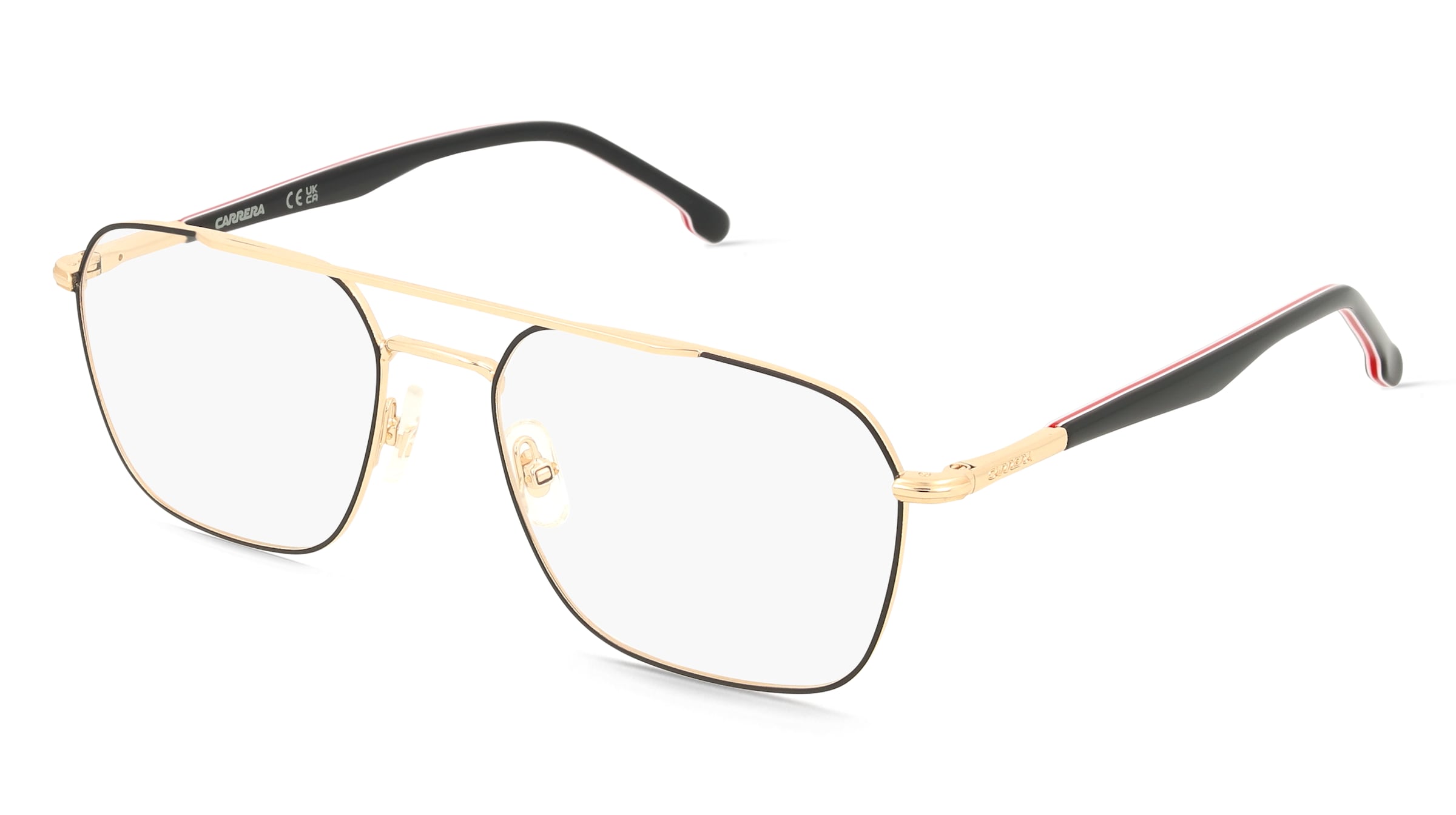 Carrera 369 Herren-Brille inkl. Gläser Vollrand Pilot Edelstahl-Gestell 55/18/145, Schwarz
