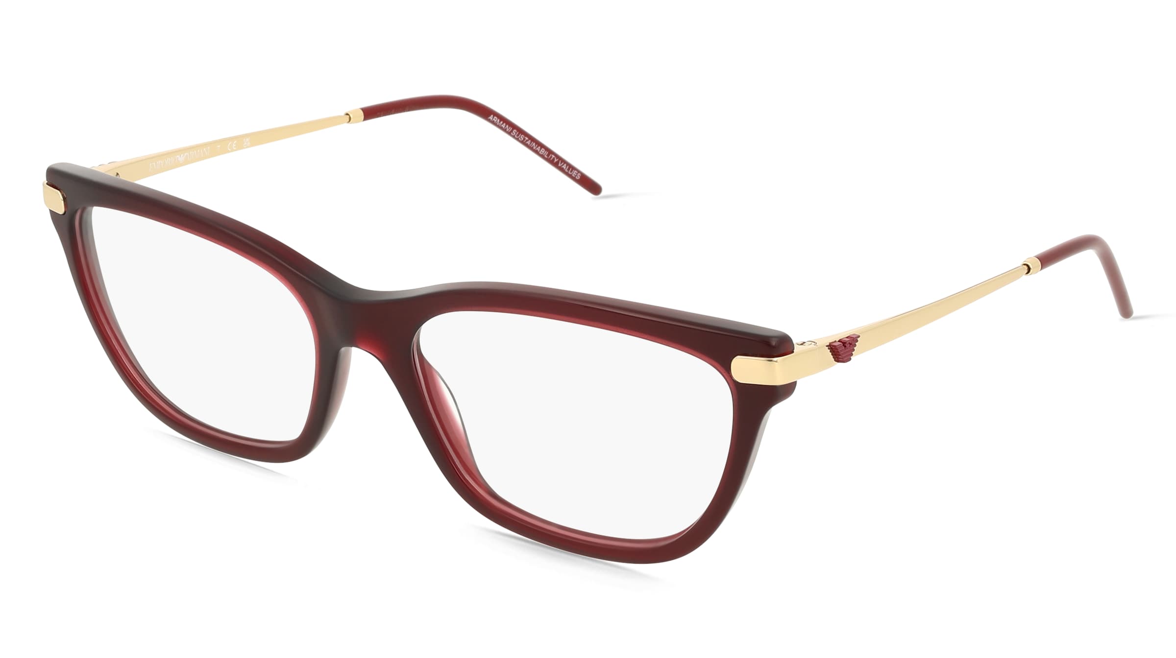 Emporio Armani EA3262 Damen-Brille inkl. Gläser Vollrand Cat Eye Acetat-Gestell 54/17/140, Rot