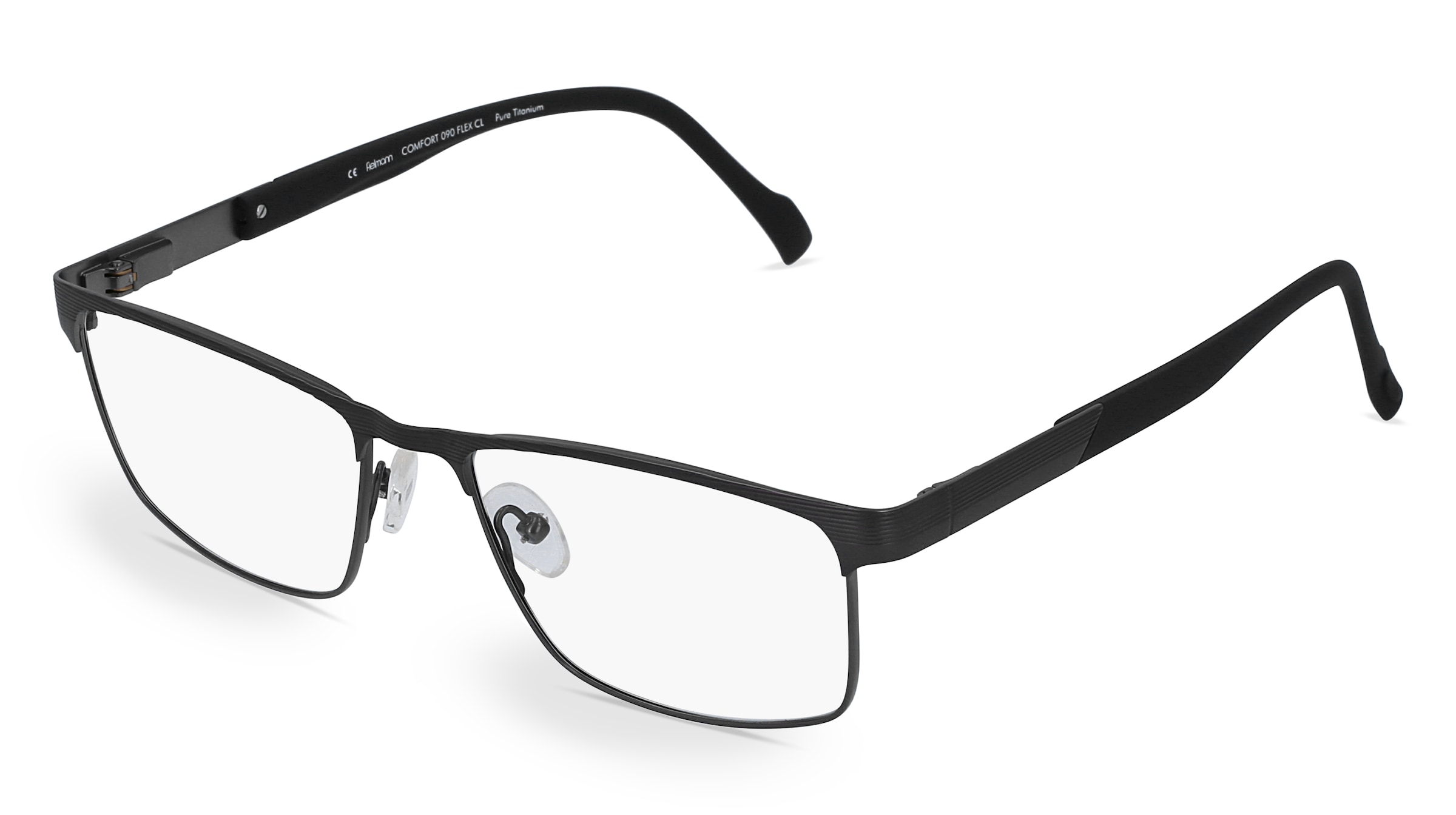 Fielmann COMFORT 090 FLEX CL Herren-Brille inkl. Gläser Vollrand Quadratisch Titan-Gestell 54/17/135, Grau