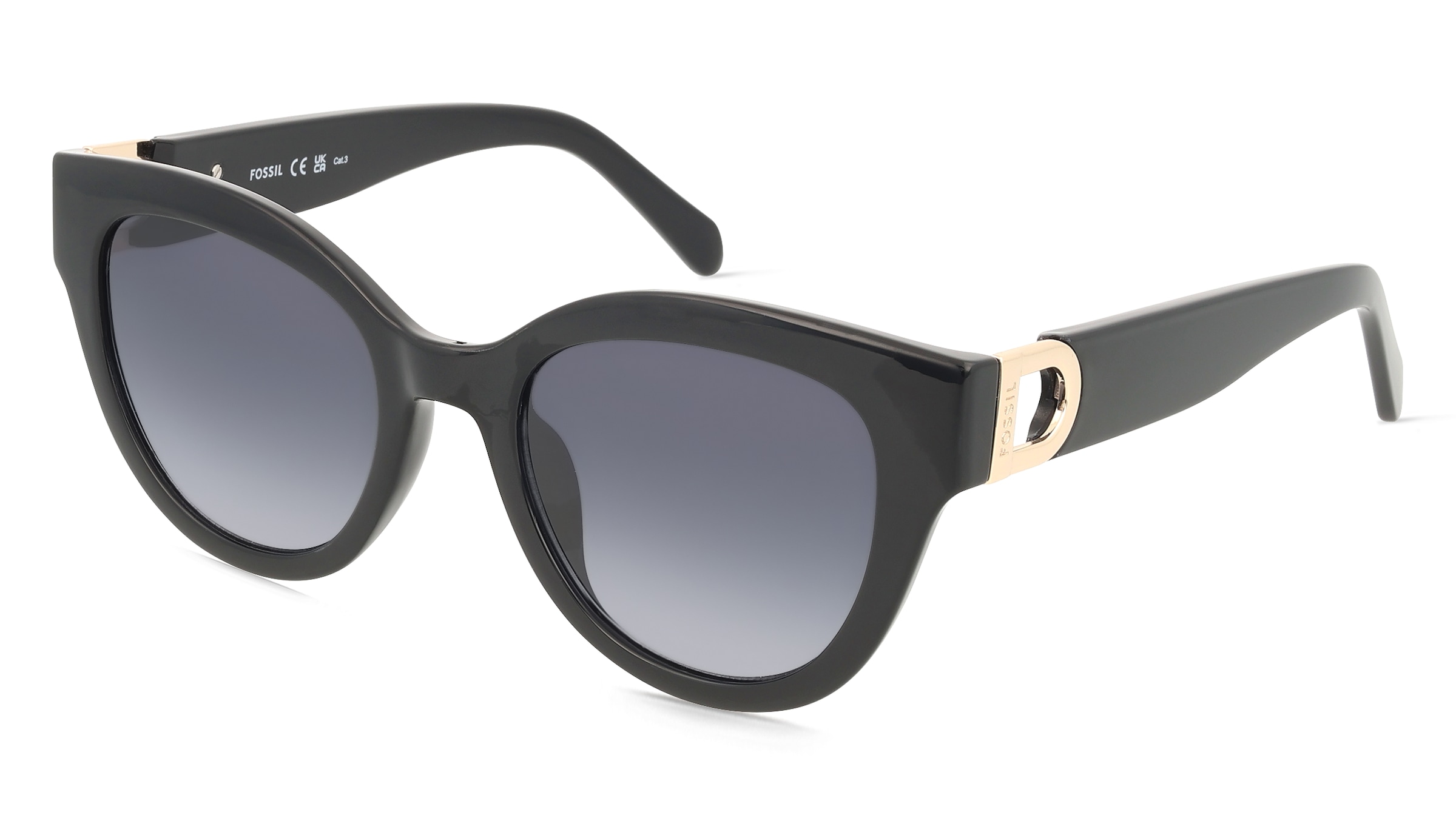 Fossil FOS 2162/G/S Damen-Sonnenbrille Vollrand Cat Eye Kunststoff-Gestell, Schwarz