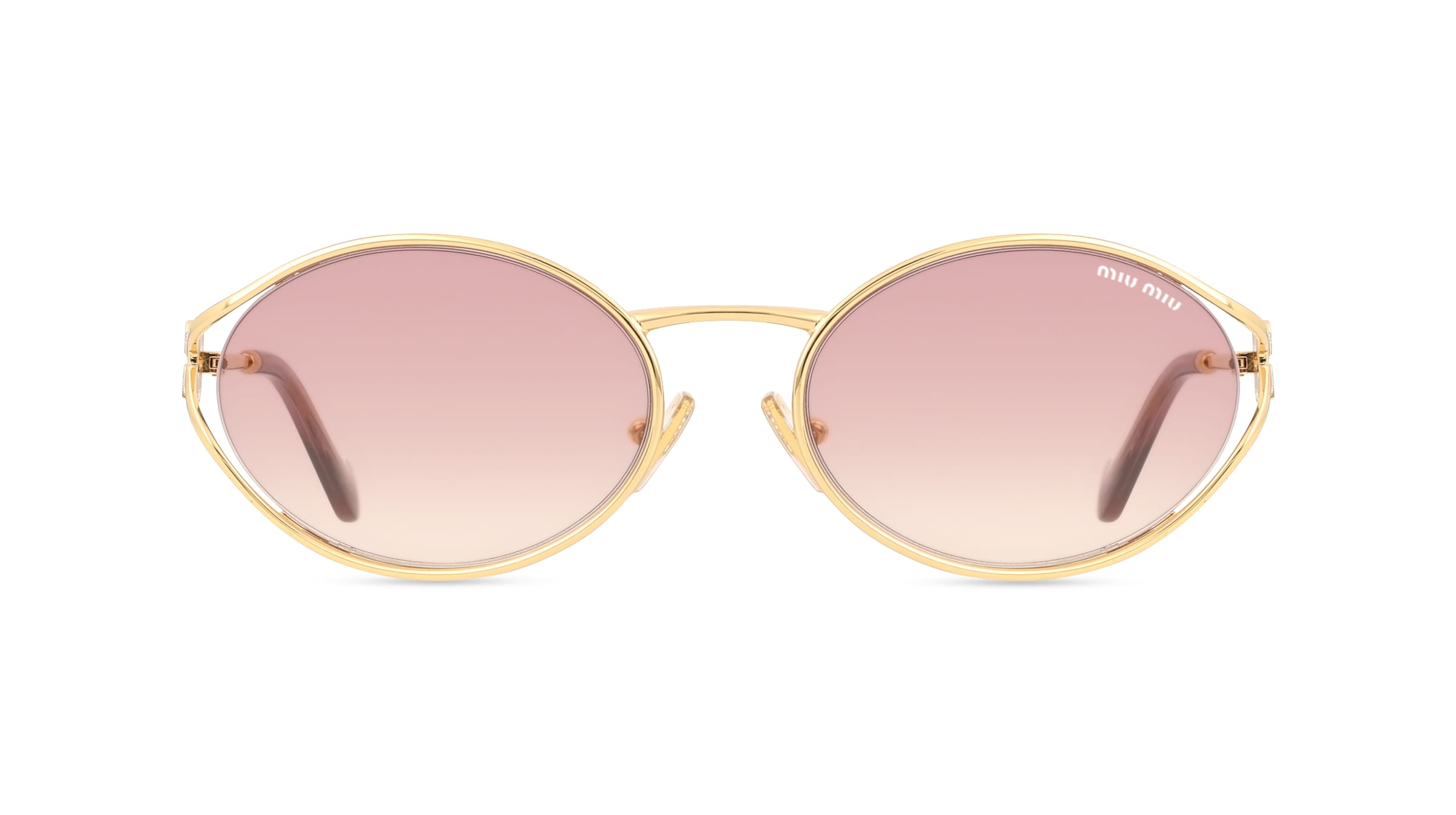 Miu Miu MU 52YS Damen-Sonnenbrille Vollrand Oval Metall-Gestell, Gold