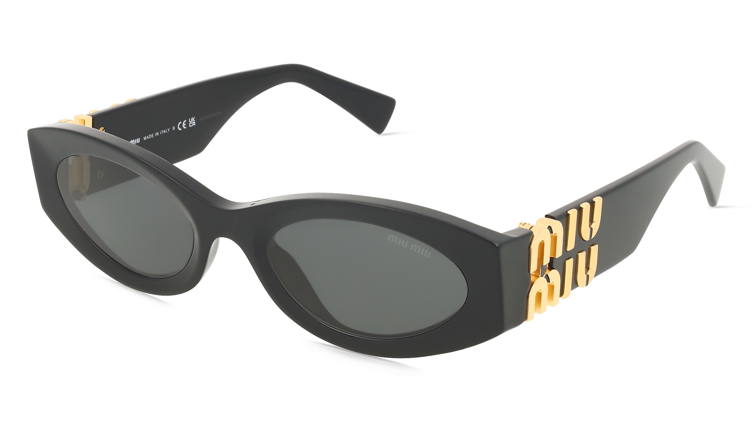 Miu Miu MU11WS Damen-Sonnenbrille Vollrand Oval Acetat-Gestell, Schwarz