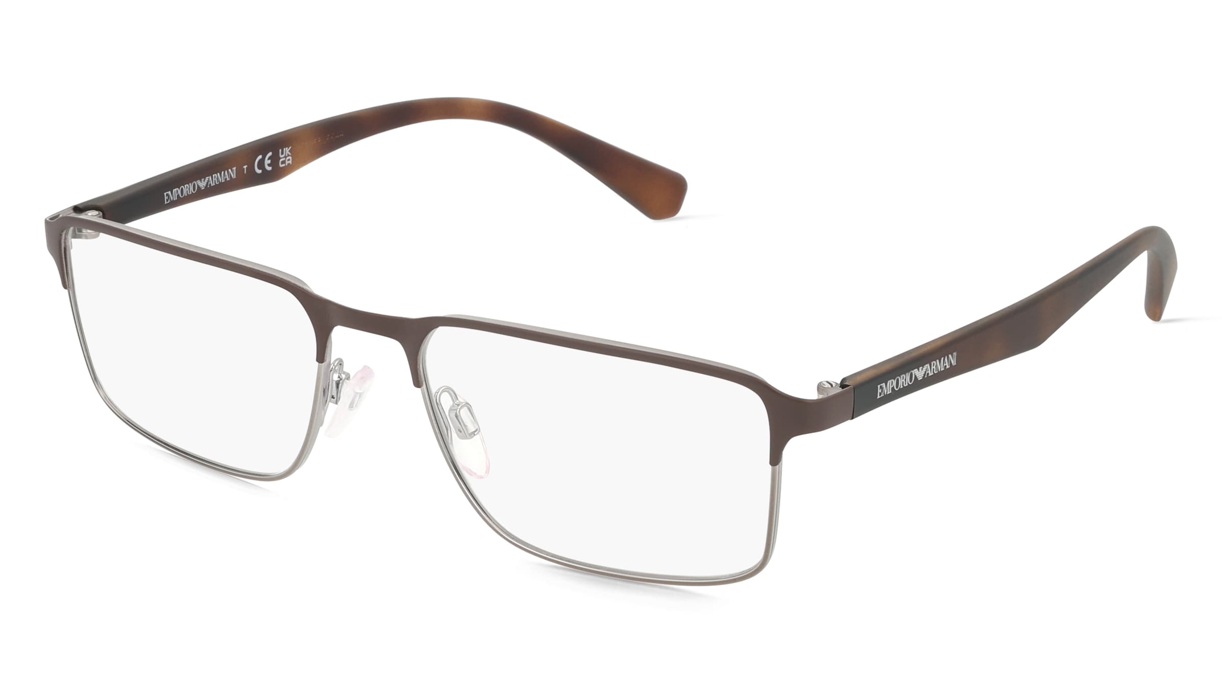 Emporio Armani EA1046 Herren-Brille inkl. Gläser Vollrand Quadratisch Metall-Gestell 53/17/140, Braun