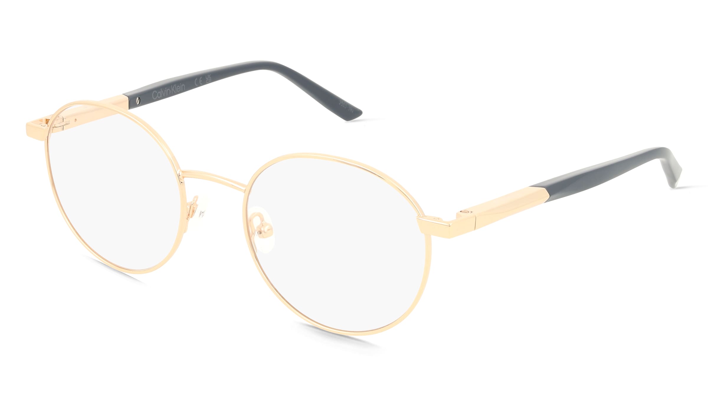 Calvin Klein CK25112 Unisex-Brille inkl. Gläser Vollrand Rund Metall-Gestell 50/20/145, Gold