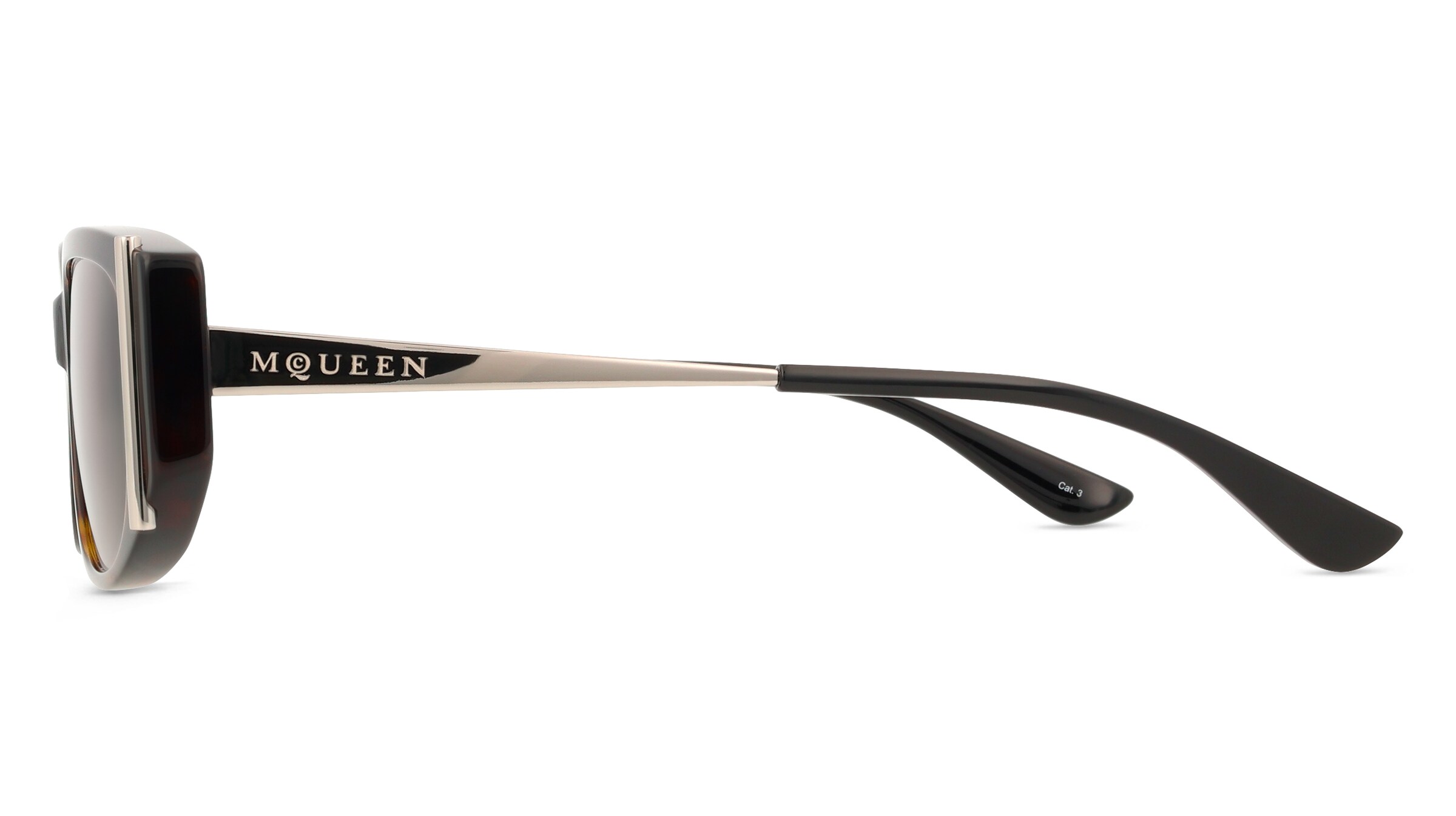 Thumbnail - Alexander McQueen AM0494SA Damen-Sonnenbrille Vollrand Oval Acetat-Gestell, Silber