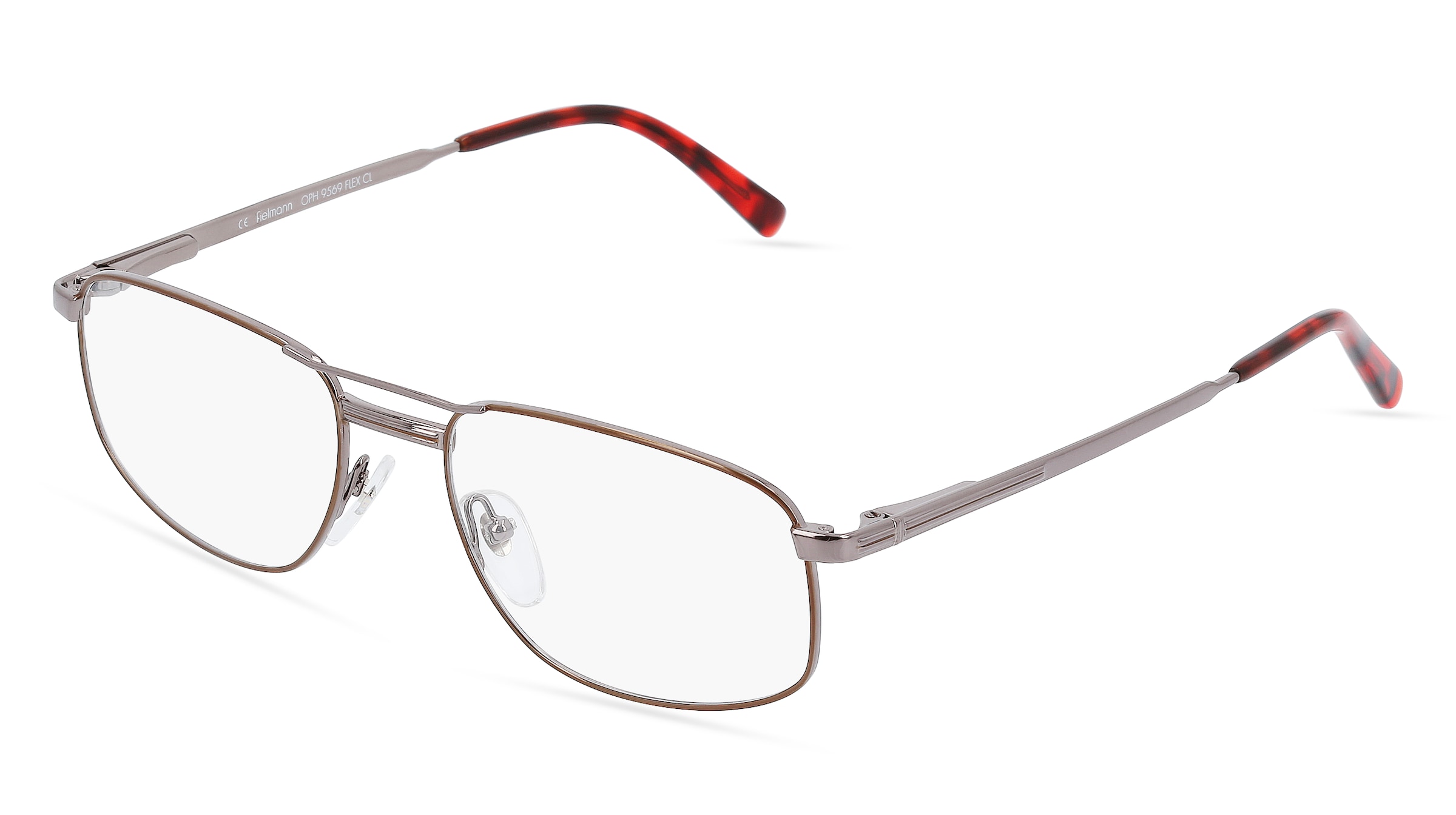 Fielmann OPH 9569 FLEX CL Herren-Brille inkl. Gläser Vollrand Quadratisch Metall-Gestell 56/19/145, Grau