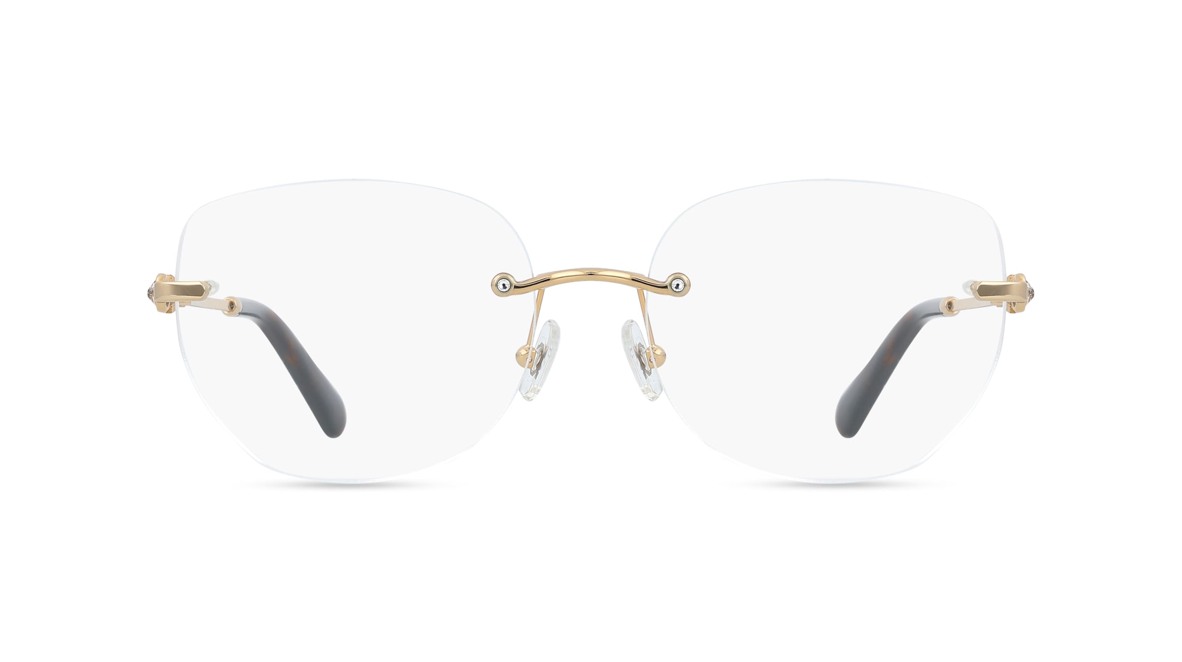 Swarovski SK1038 Damen-Brille inkl. Gläser Randlos Rund Metall-Gestell 54/18/140, Gold