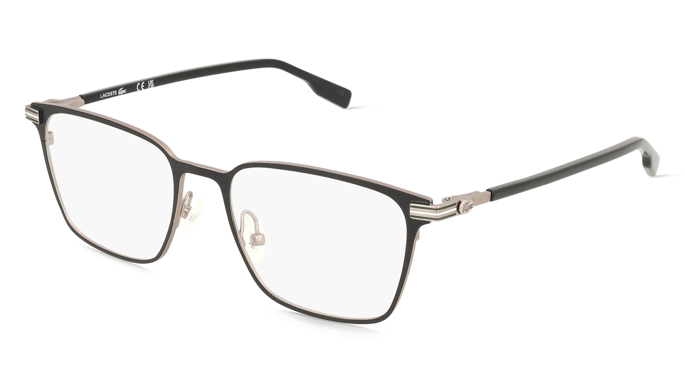 Lacoste L2301 Unisex-Brille inkl. Gläser Vollrand Quadratisch Metall-Gestell 53/18/145, Schwarz