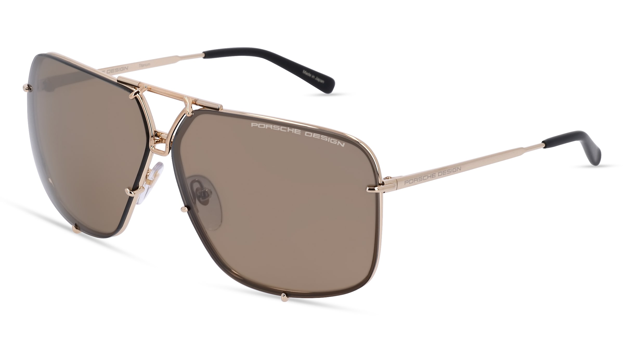 Porsche Design 8928 - mit Wechselgläsern Unisex-Sonnenbrille Vollrand Pilot Metall-Gestell, gold