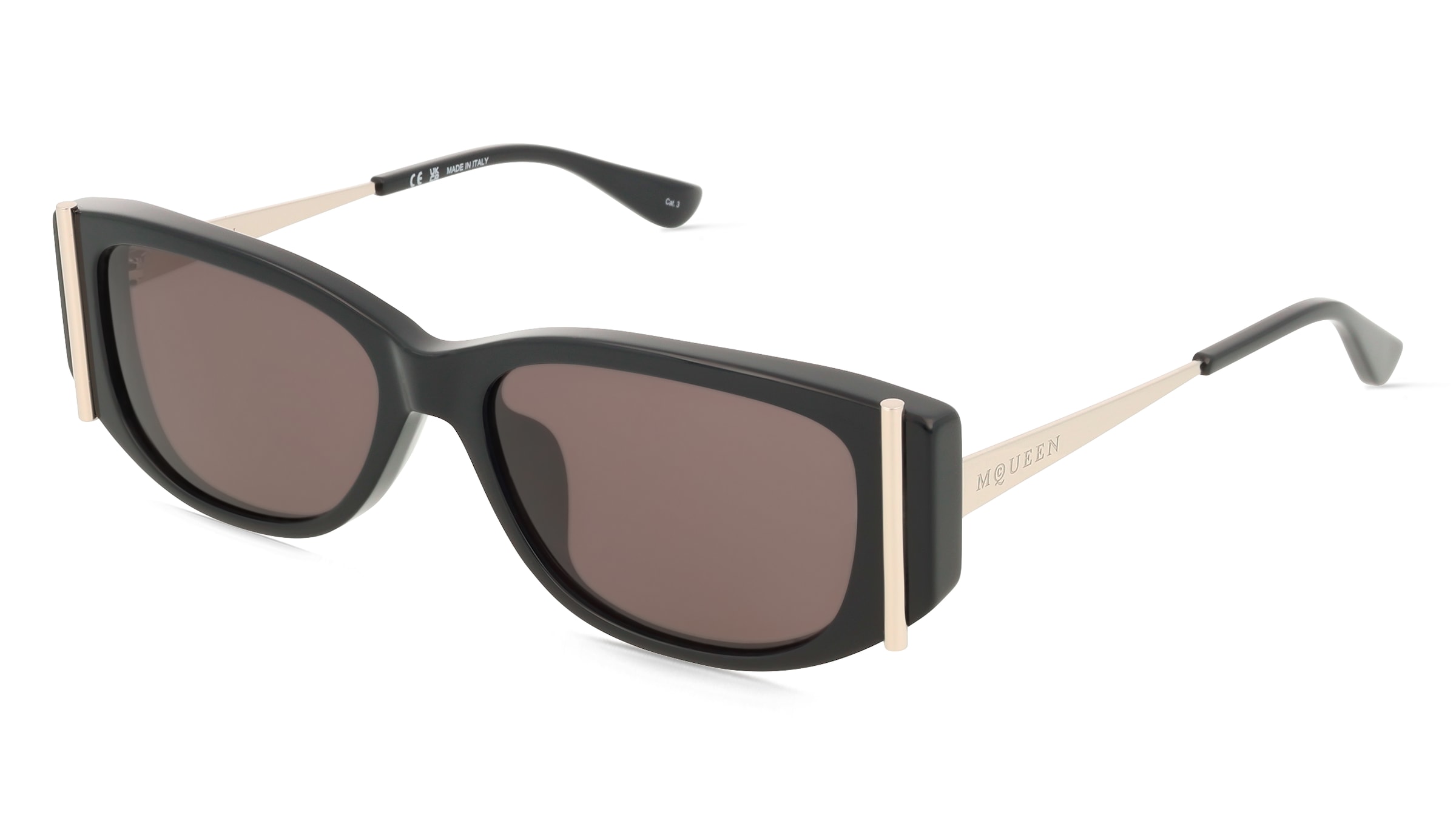 Alexander McQueen AM0494SA Damen-Sonnenbrille Vollrand Oval Acetat-Gestell, Schwarz