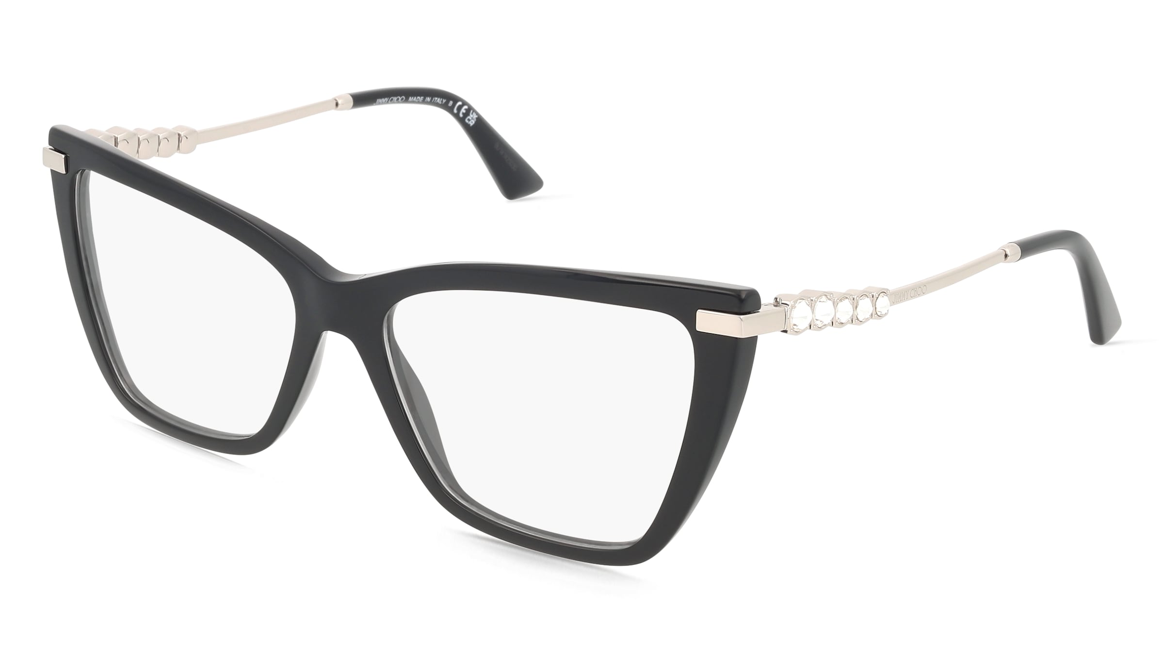 Jimmy Choo JC3020B Damen-Brille inkl. Gläser Vollrand Cat Eye Acetat-Gestell 55/16/140, Schwarz