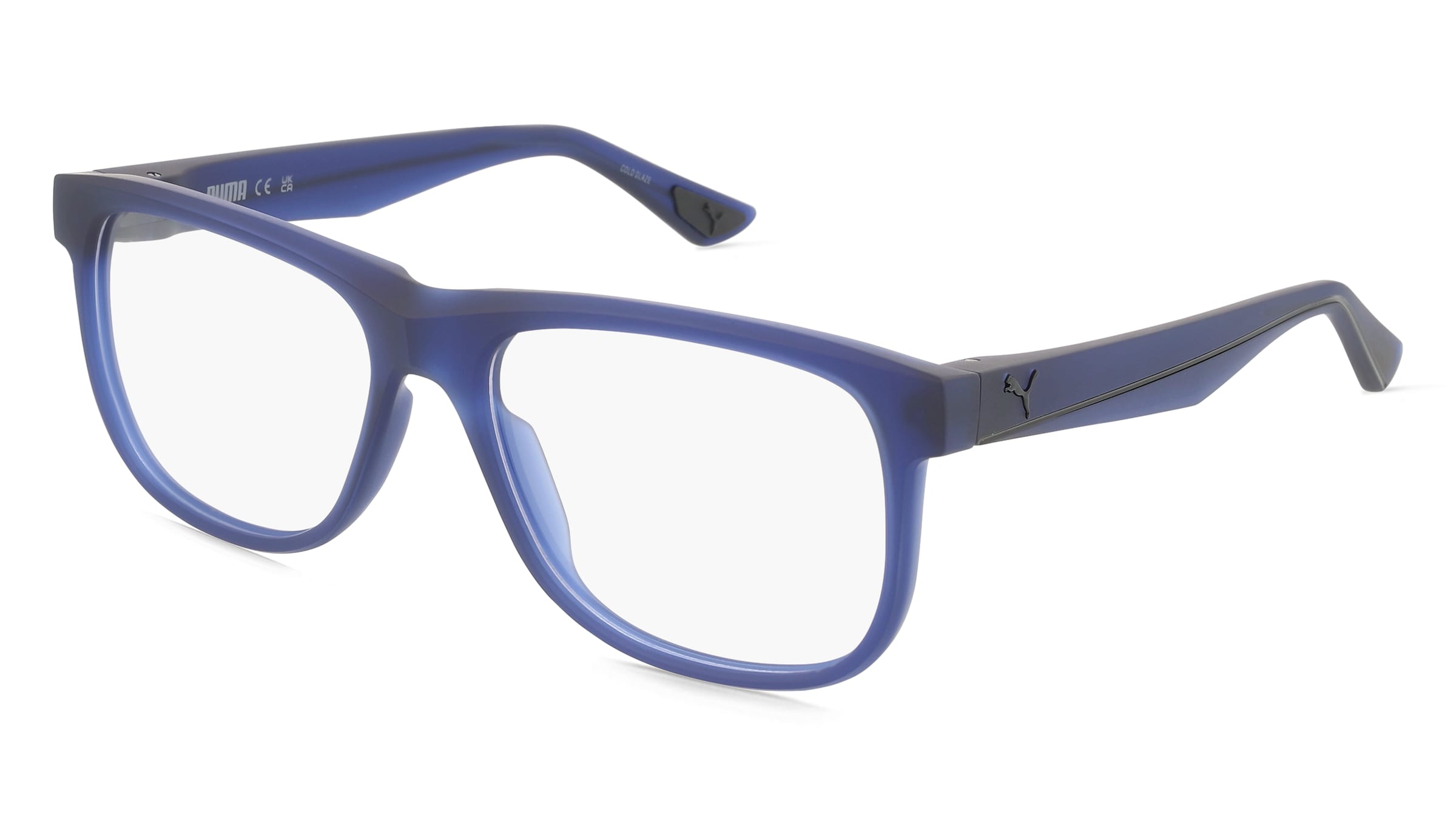 Puma PU0443O Unisex-Brille inkl. Gläser Vollrand Quadratisch Kunststoff-Gestell 56/17/145, Blau