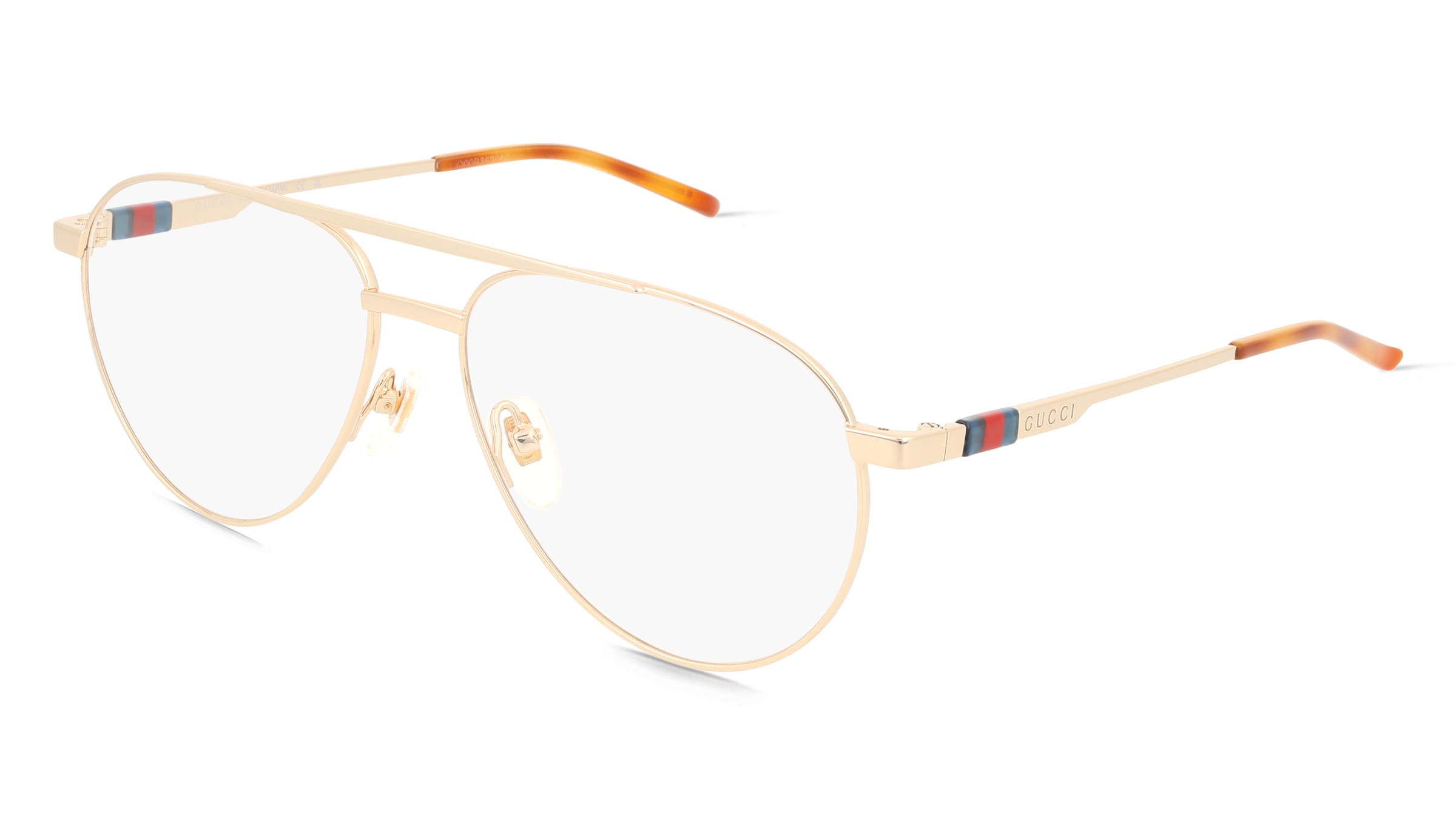 Gucci GG1679O Herren-Brille inkl. Gläser Vollrand Pilot Metall-Gestell 56/15/145, Gold