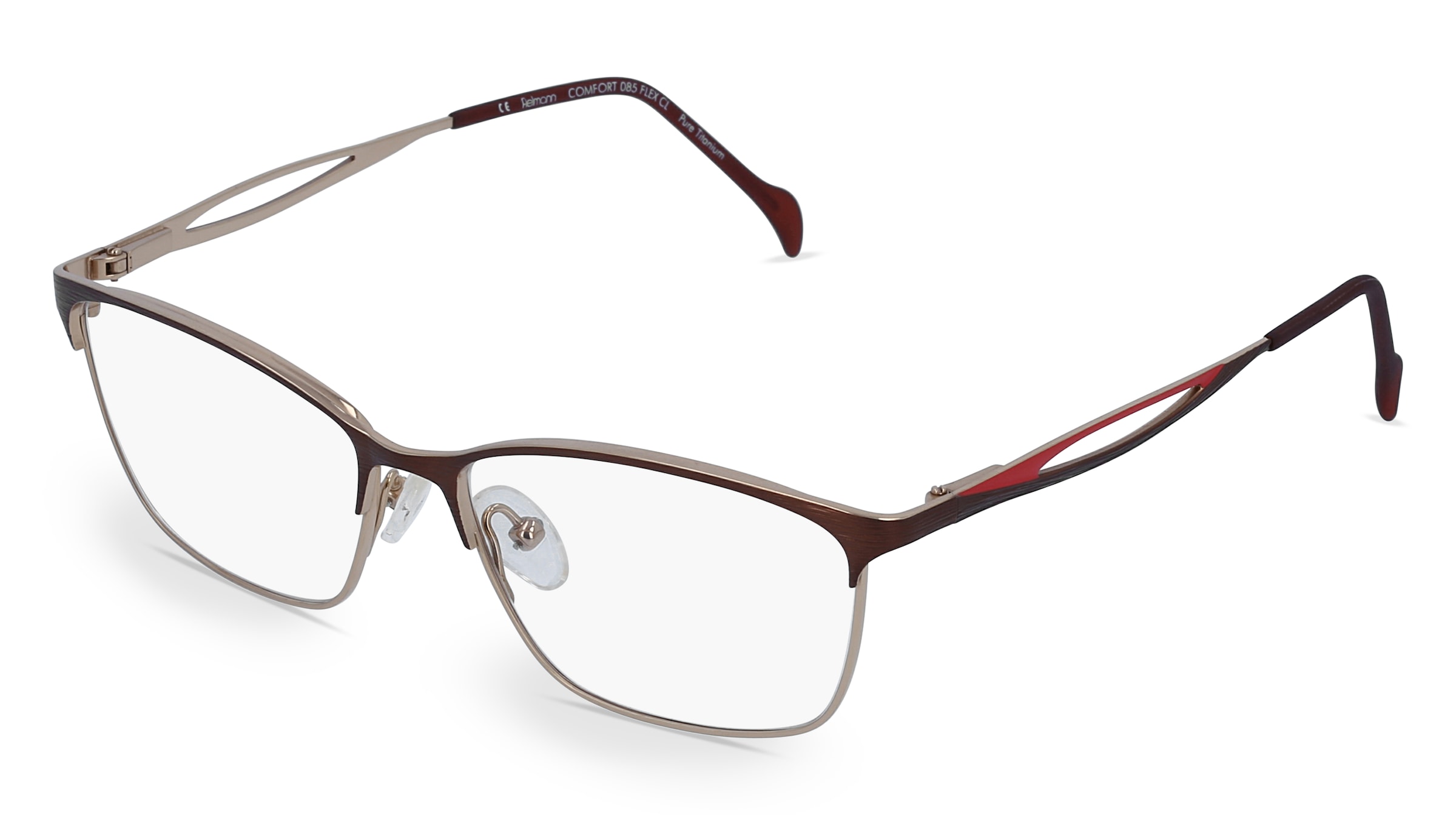 Fielmann COMFORT 085 FLEX CL Damen-Brille inkl. Gläser Vollrand Butterfly Titan-Gestell 52/14/135, Braun