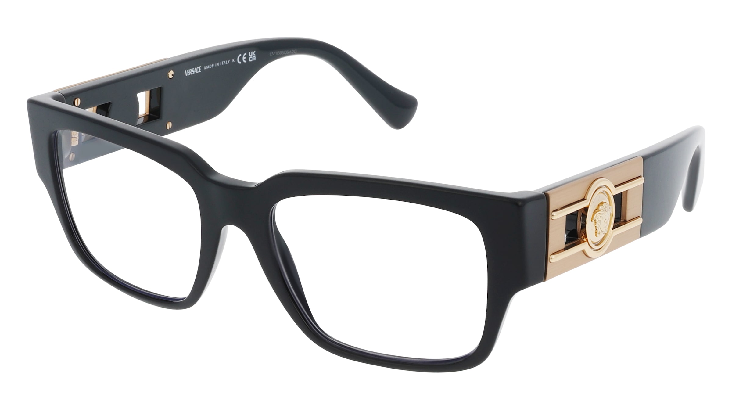 Versace VE3350 Herren-Brille inkl. Gläser Vollrand Quadratisch Acetat-Gestell 55/18/140, Schwarz
