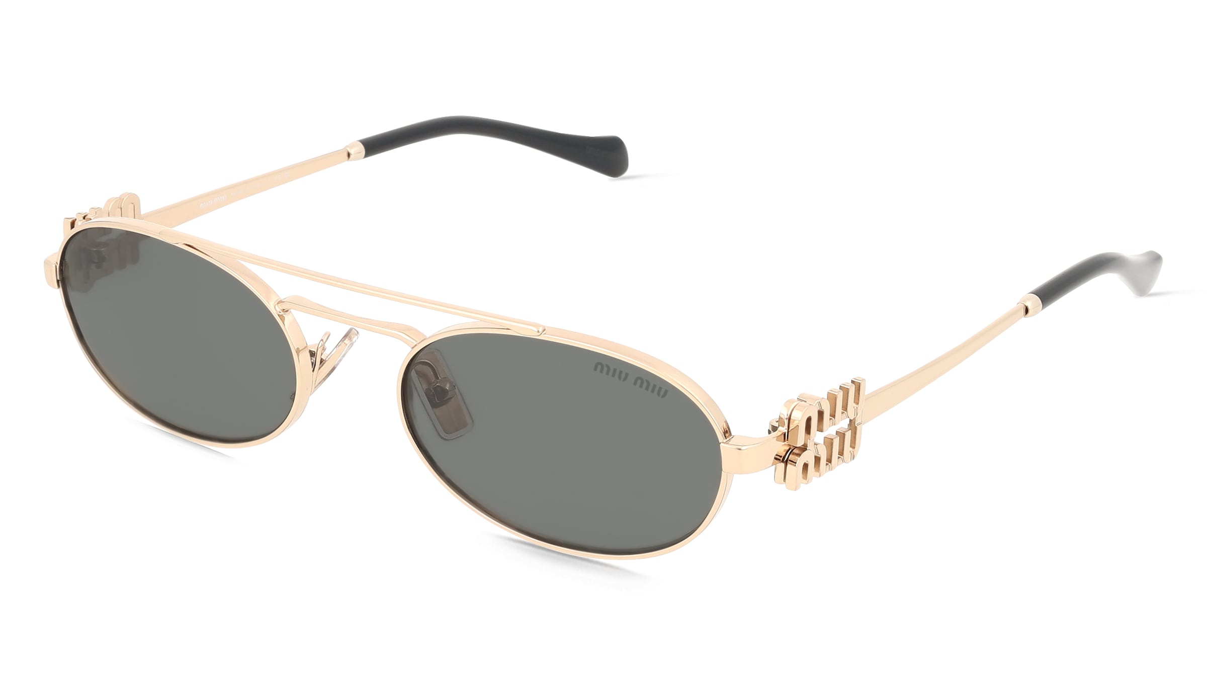 Miu Miu MU54ZS Damen-Sonnenbrille Vollrand Oval Metall-Gestell, Gold