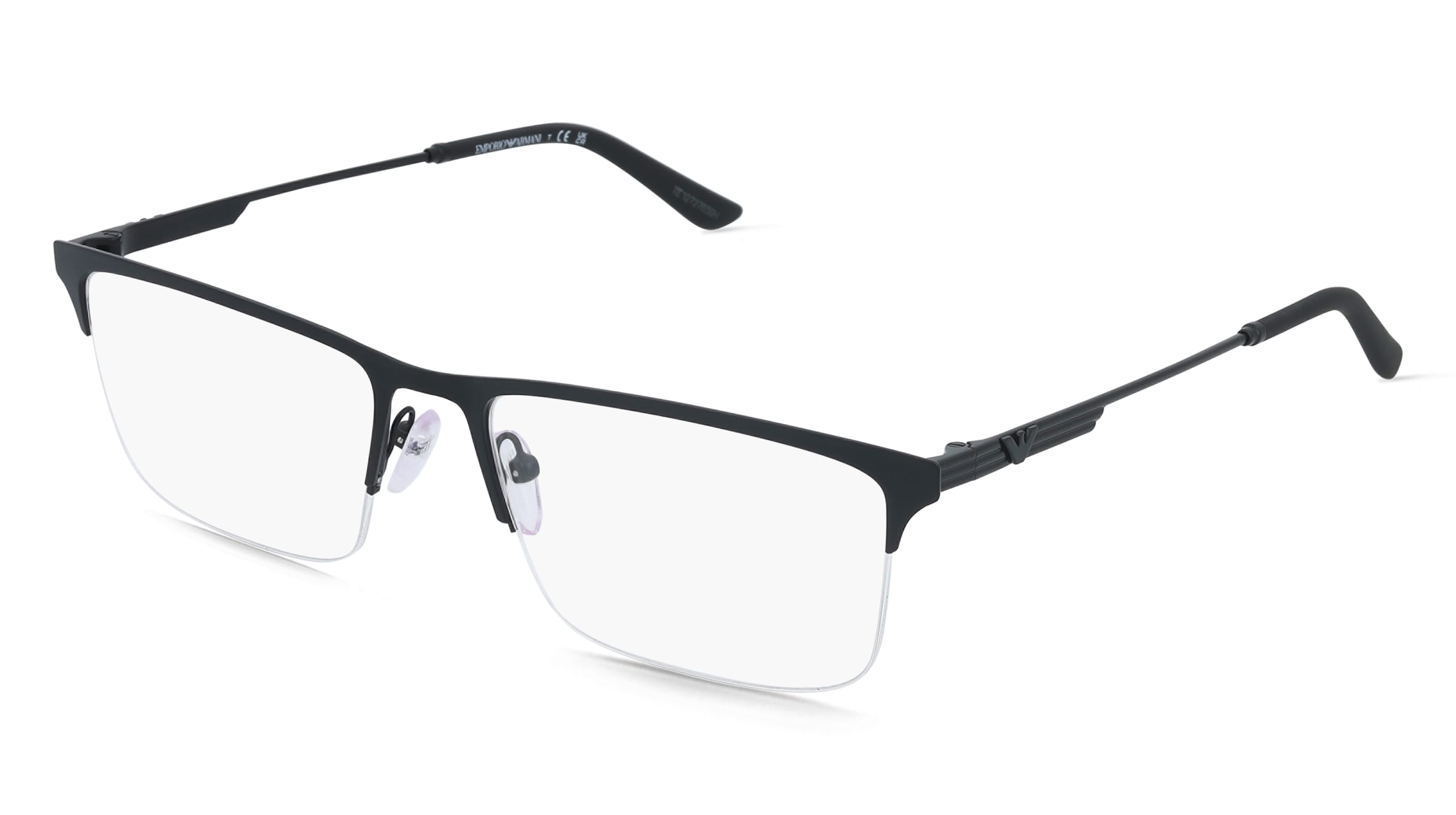 Emporio Armani 0EA1177 Herren-Brille inkl. Gläser Halbrand Eckig Metall-Gestell 57/18/145, Schwarz