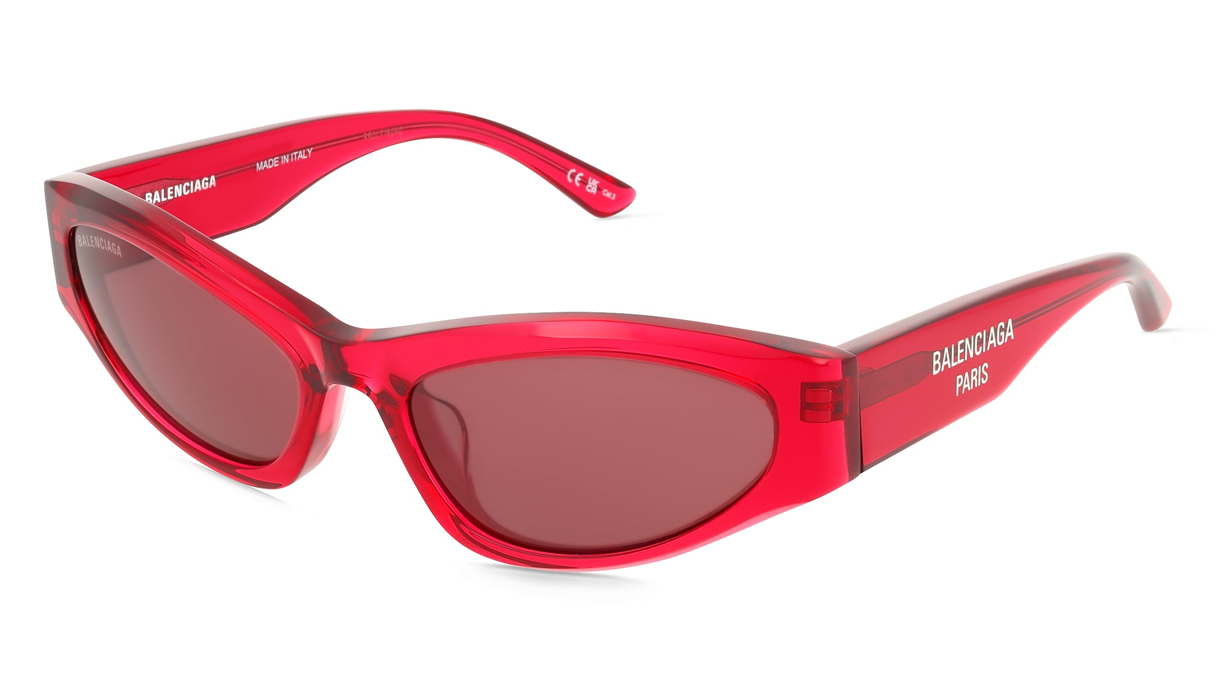 Balenciaga BB0387S Damen-Sonnenbrille Vollrand Geometrisch Acetat-Gestell, Rot