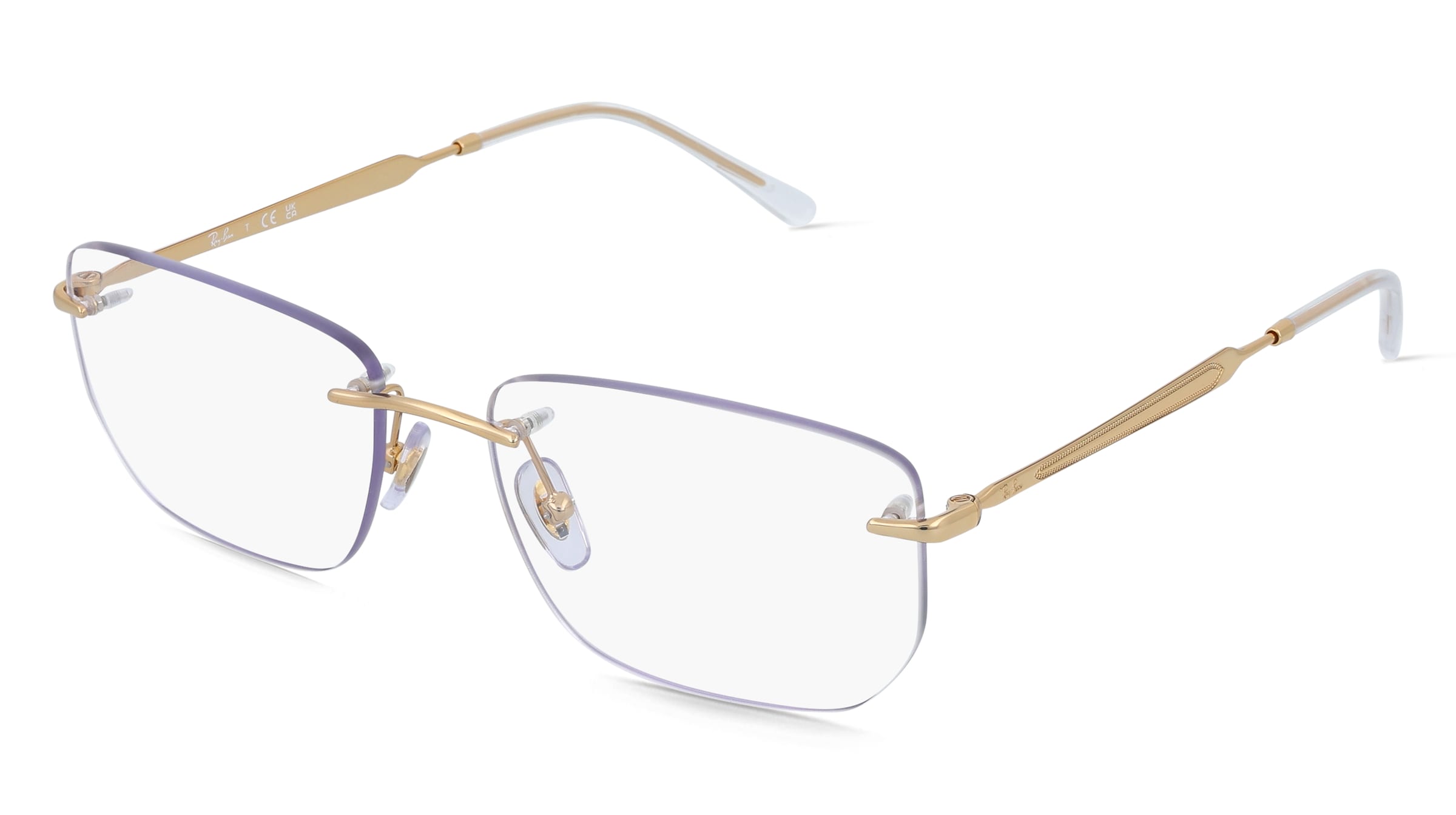 Ray-Ban 0RX3768V Unisex-Brille inkl. Gläser Randlos Geometrisch Metall-Gestell 56/17/145, Gold