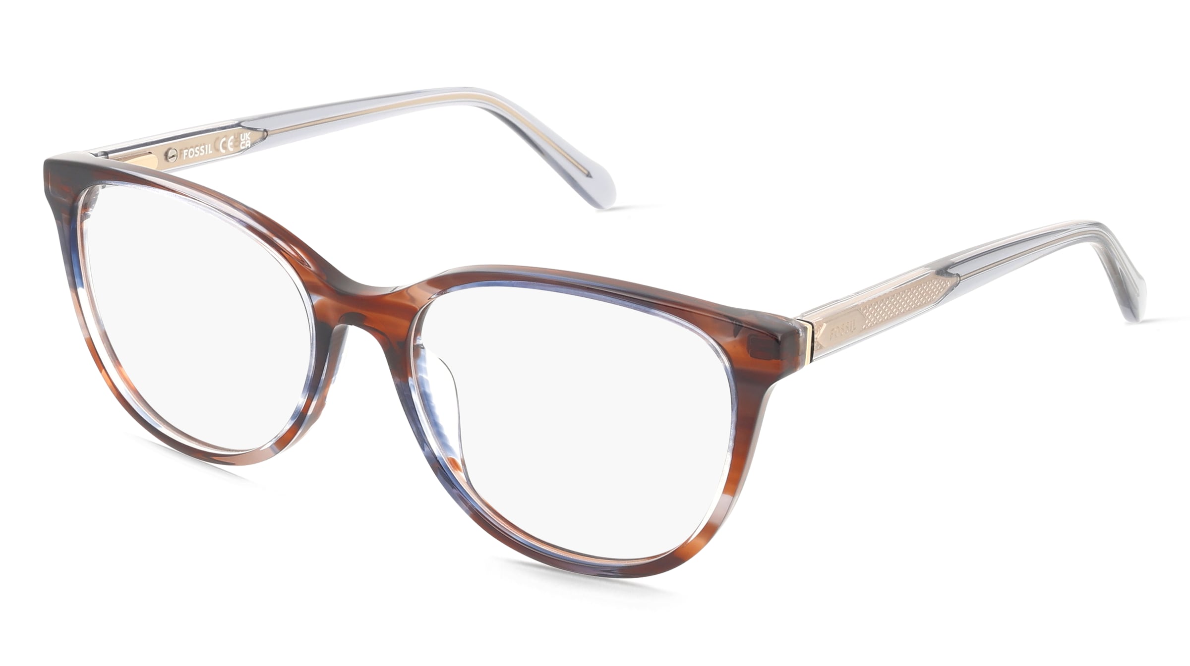 Fossil 7203 Damen-Brille inkl. Gläser Vollrand Quadratisch Acetat-Gestell 53/17/140, Blau