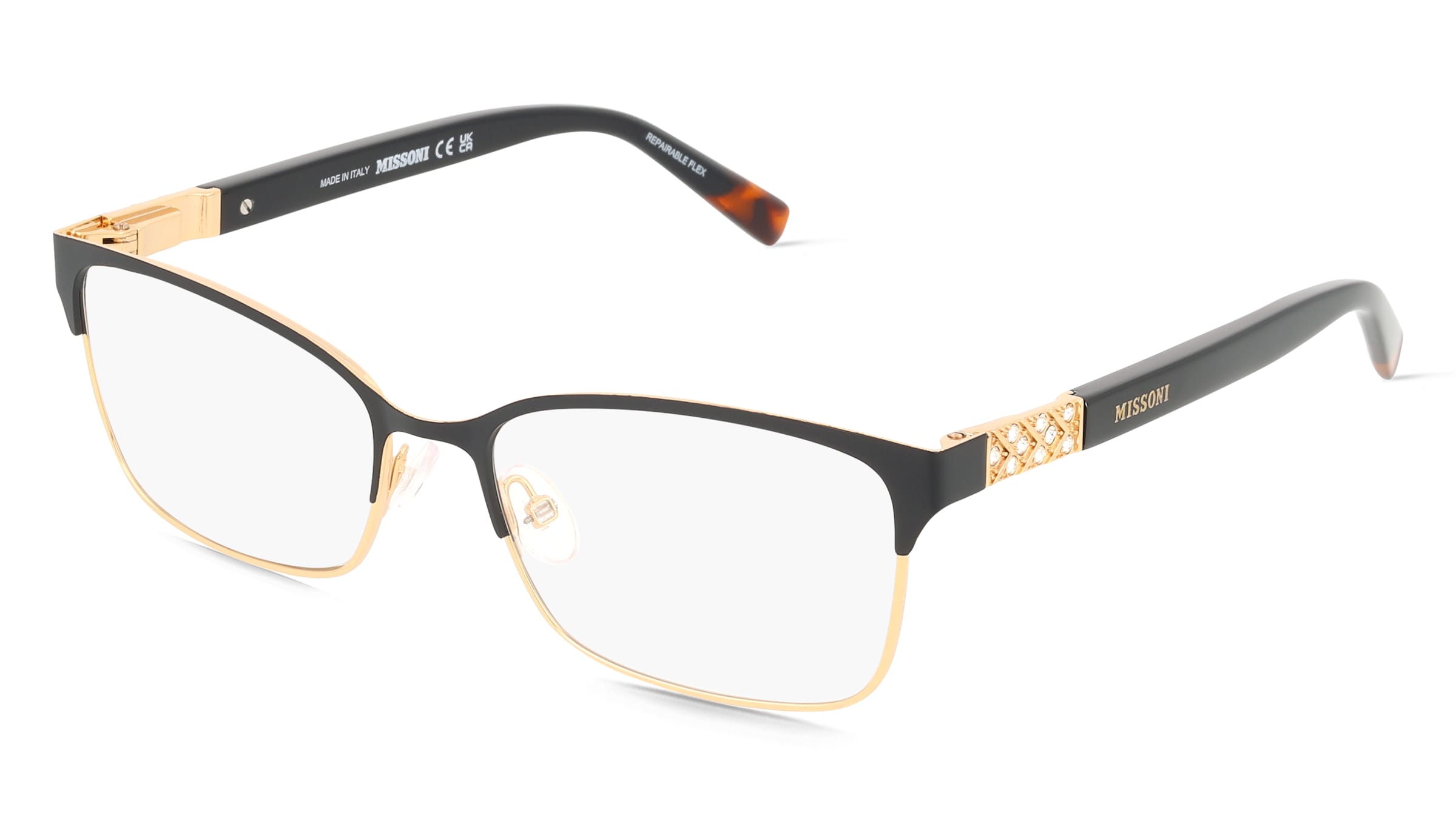 Missoni MIS 0213 Damen-Brille inkl. Gläser Vollrand Eckig Acetat-Gestell 53/16/140, Schwarz