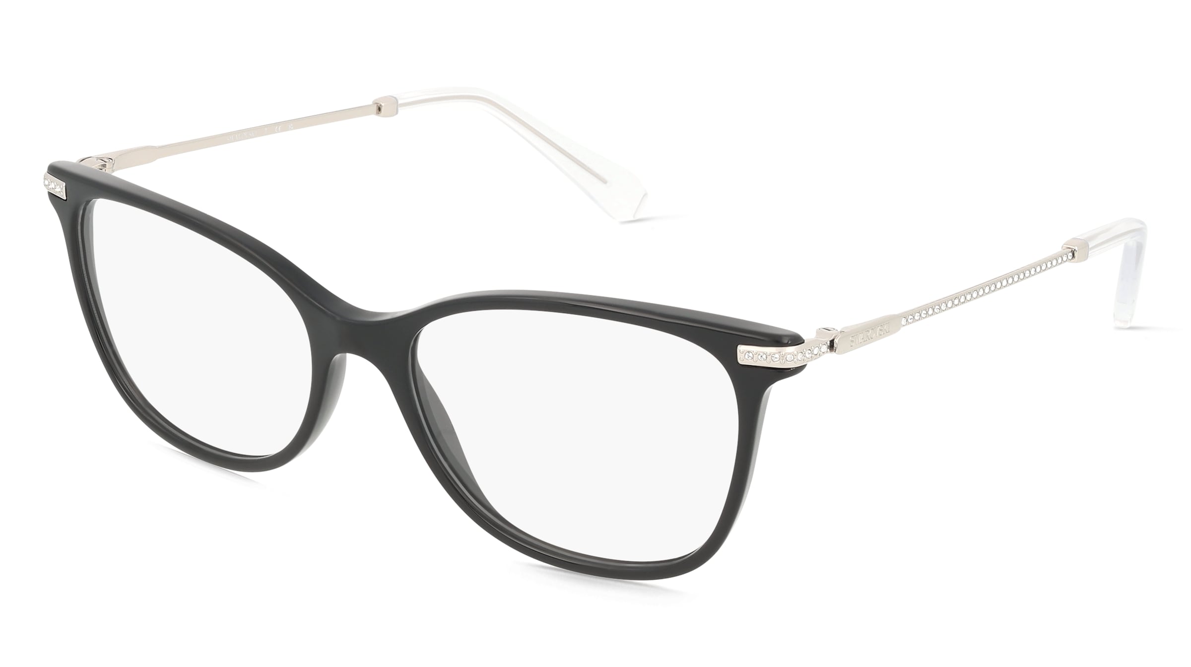 Swarovski SK2010 Damen-Brille inkl. Gläser Vollrand Quadratisch Acetat-Gestell 54/17/140, Schwarz