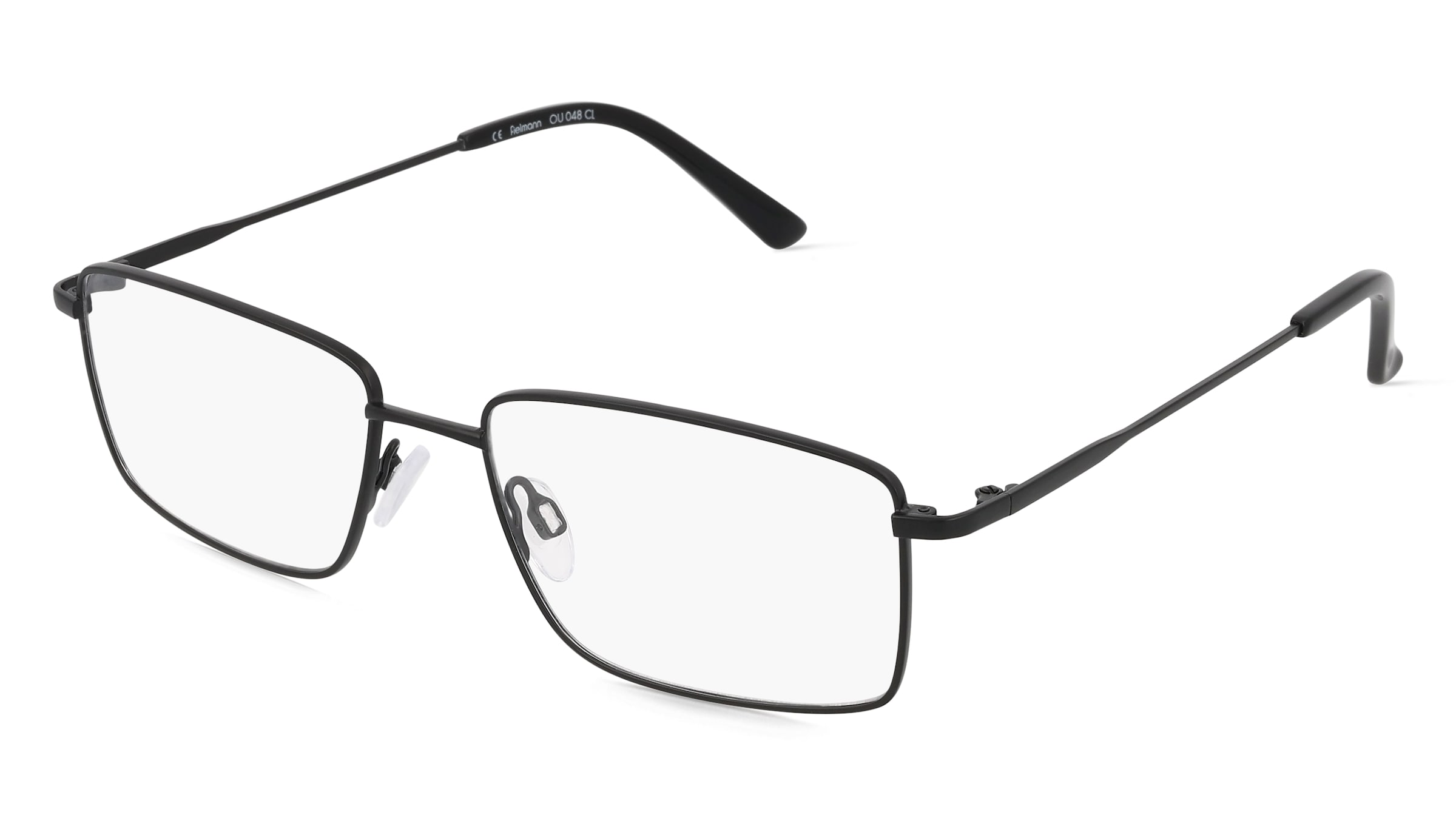 Fielmann OU 048 CL Herren-Brille inkl. Gläser Vollrand Eckig Edelstahl-Gestell 54mm/17mm/145mm, Schwarz