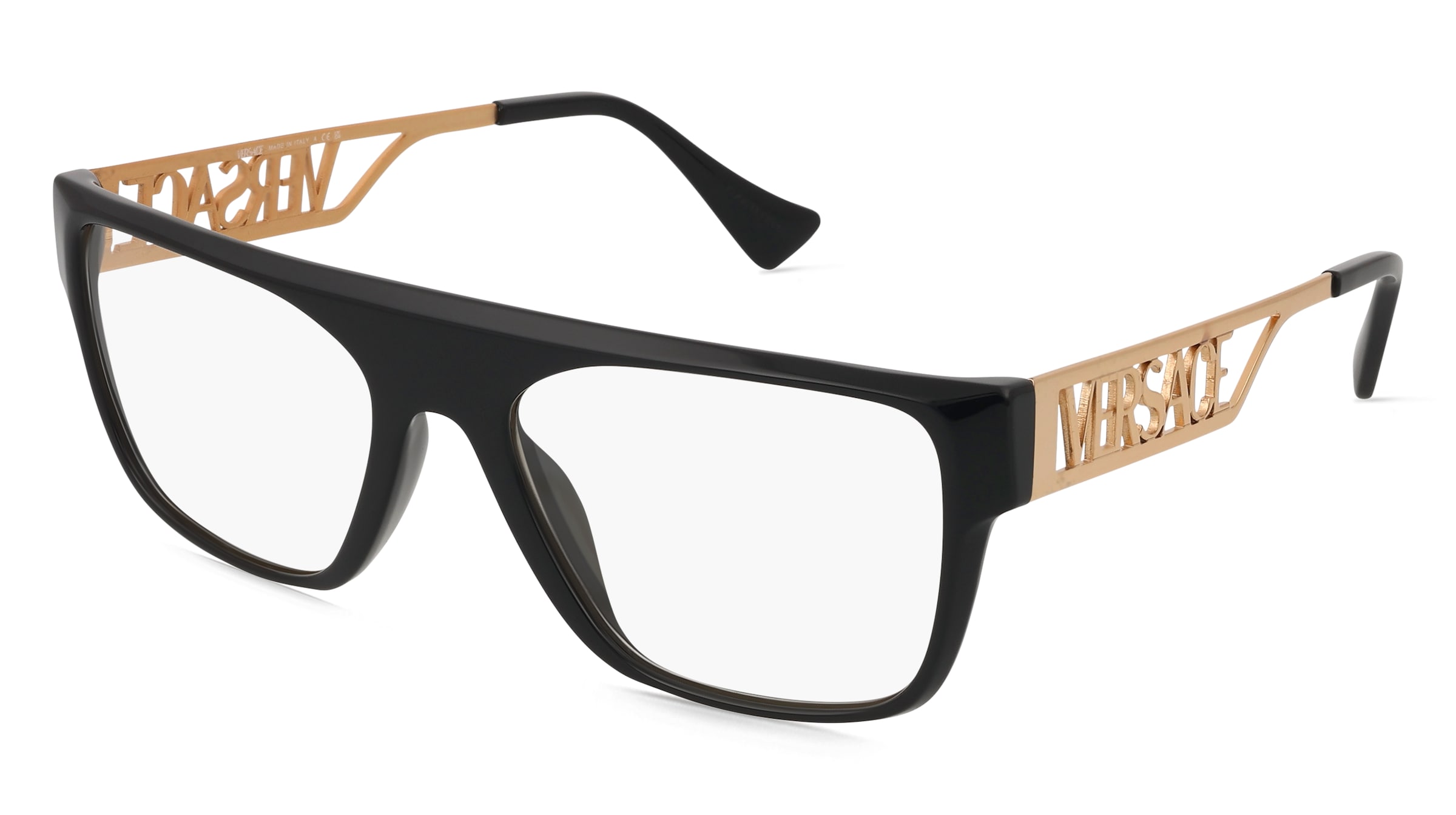 Versace VE3326U Herren-Brille inkl. Gläser Vollrand Quadratisch Acetat-Gestell 55/19/145, Schwarz