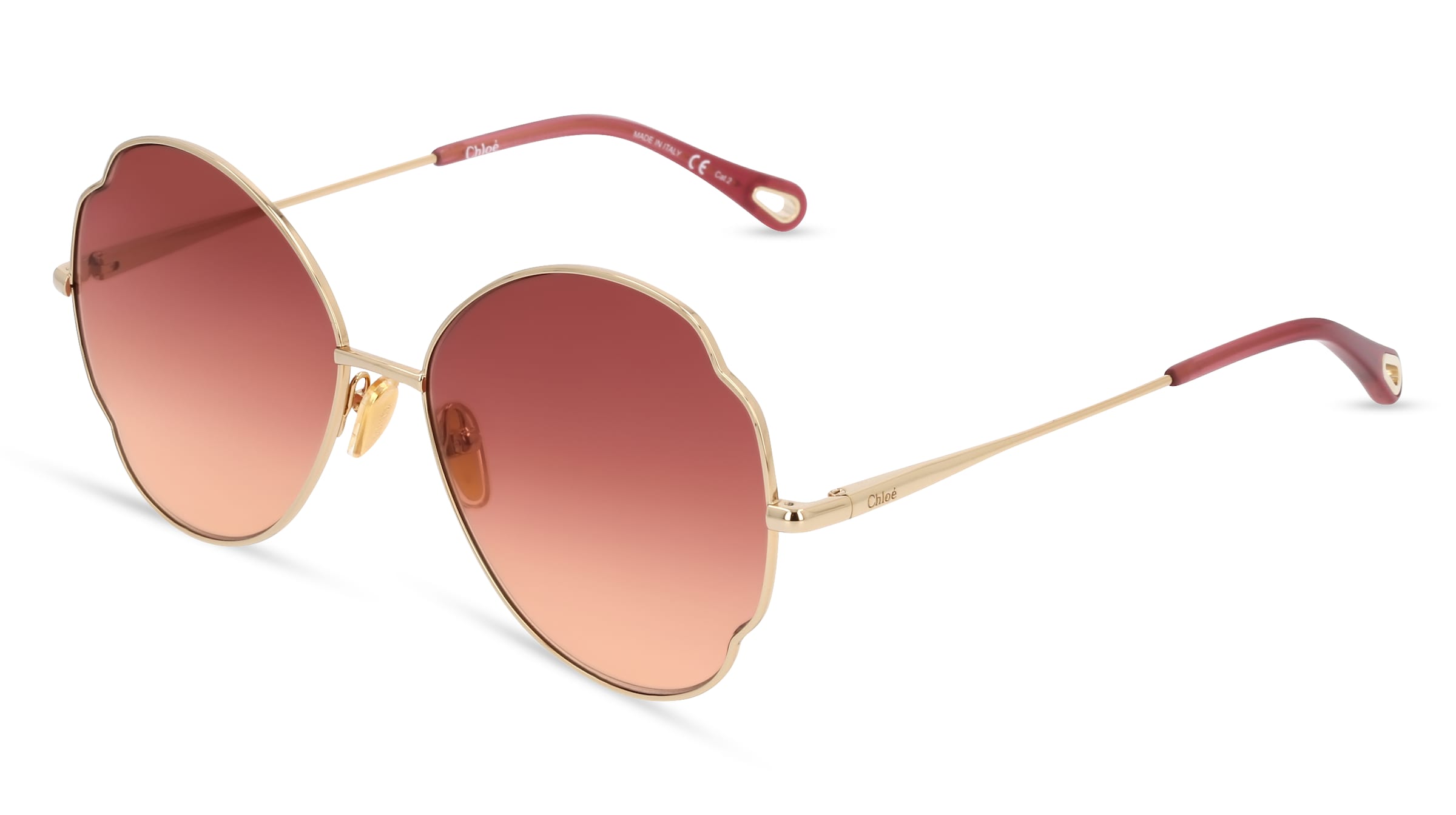 Kering Eyewear Chloé CH0093S Damen-Sonnenbrille Vollrand Butterfly Metall-Gestell, Gold