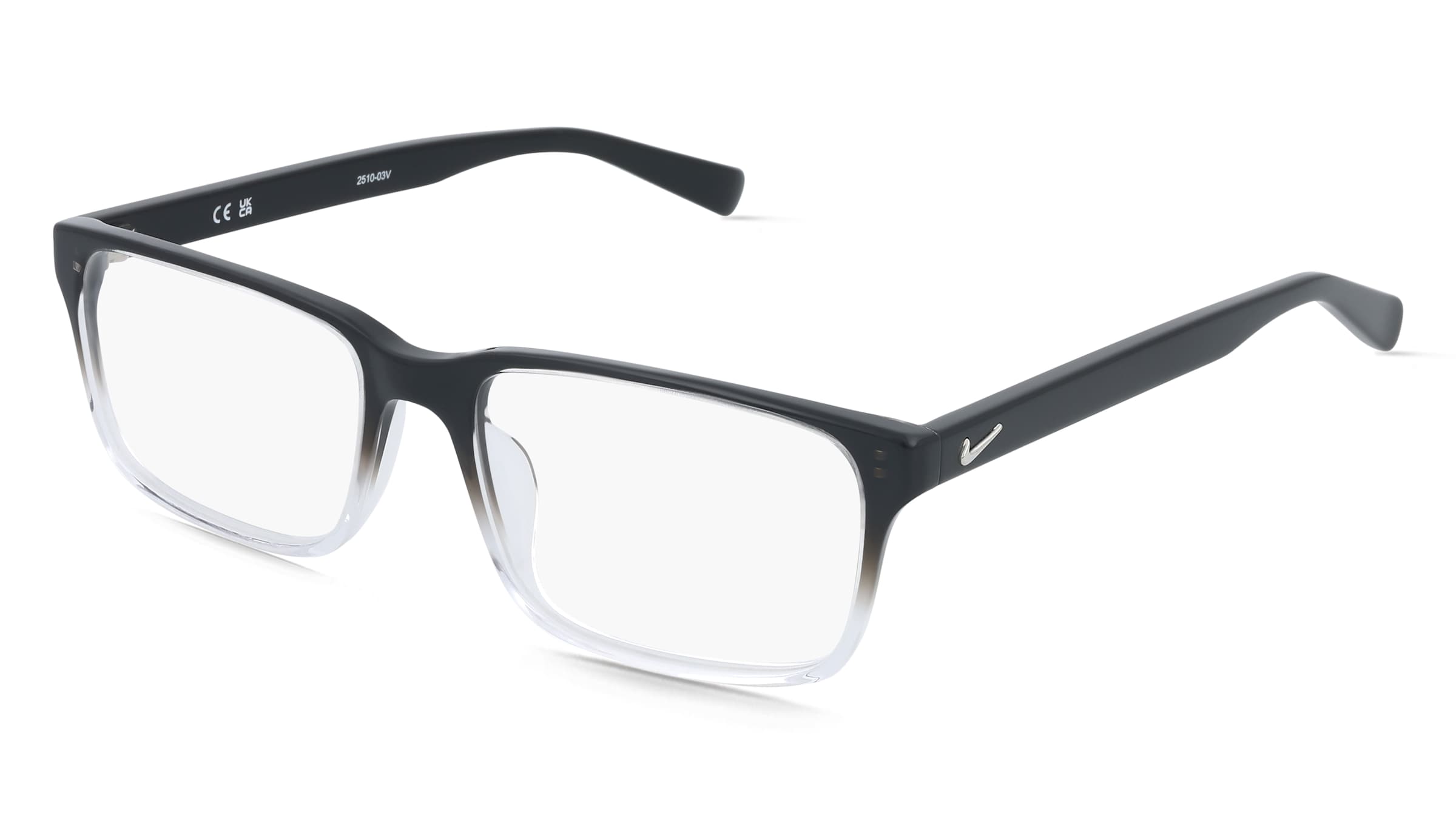 Nike NIKE 1001Y Unisex-Brille inkl. Gläser Vollrand Eckig Acetat-Gestell 53/17/140, Schwarz