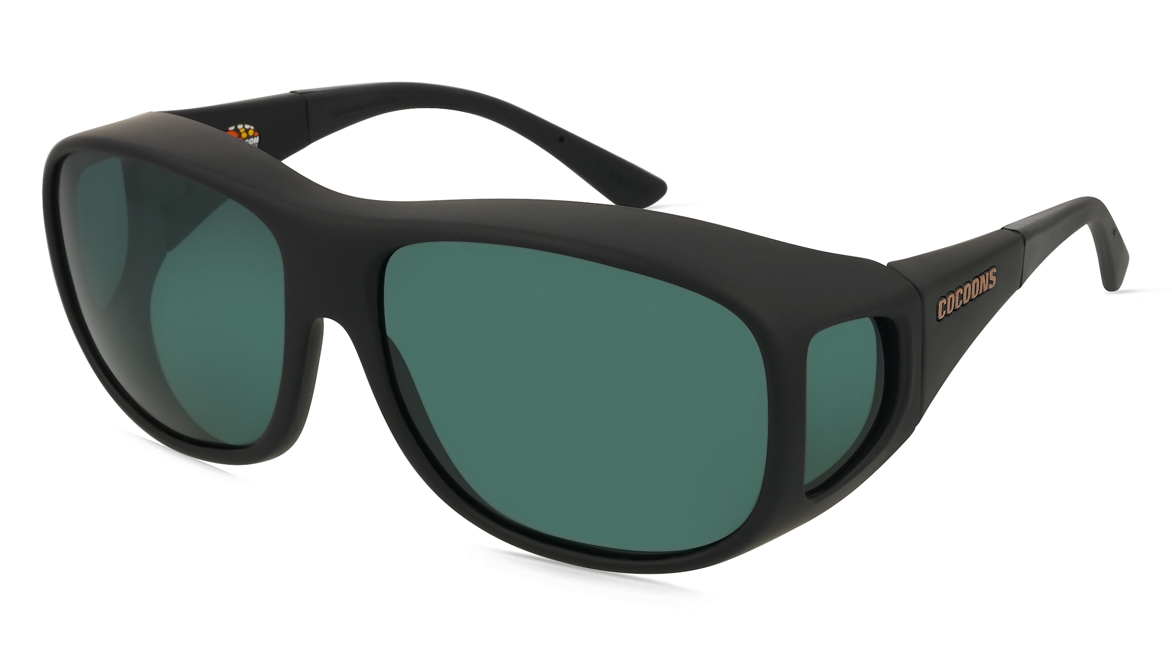 Cocoons Fitover L Unisex-Sonnenbrille Vollrand Eckig Kunststoff-Gestell, schwarz