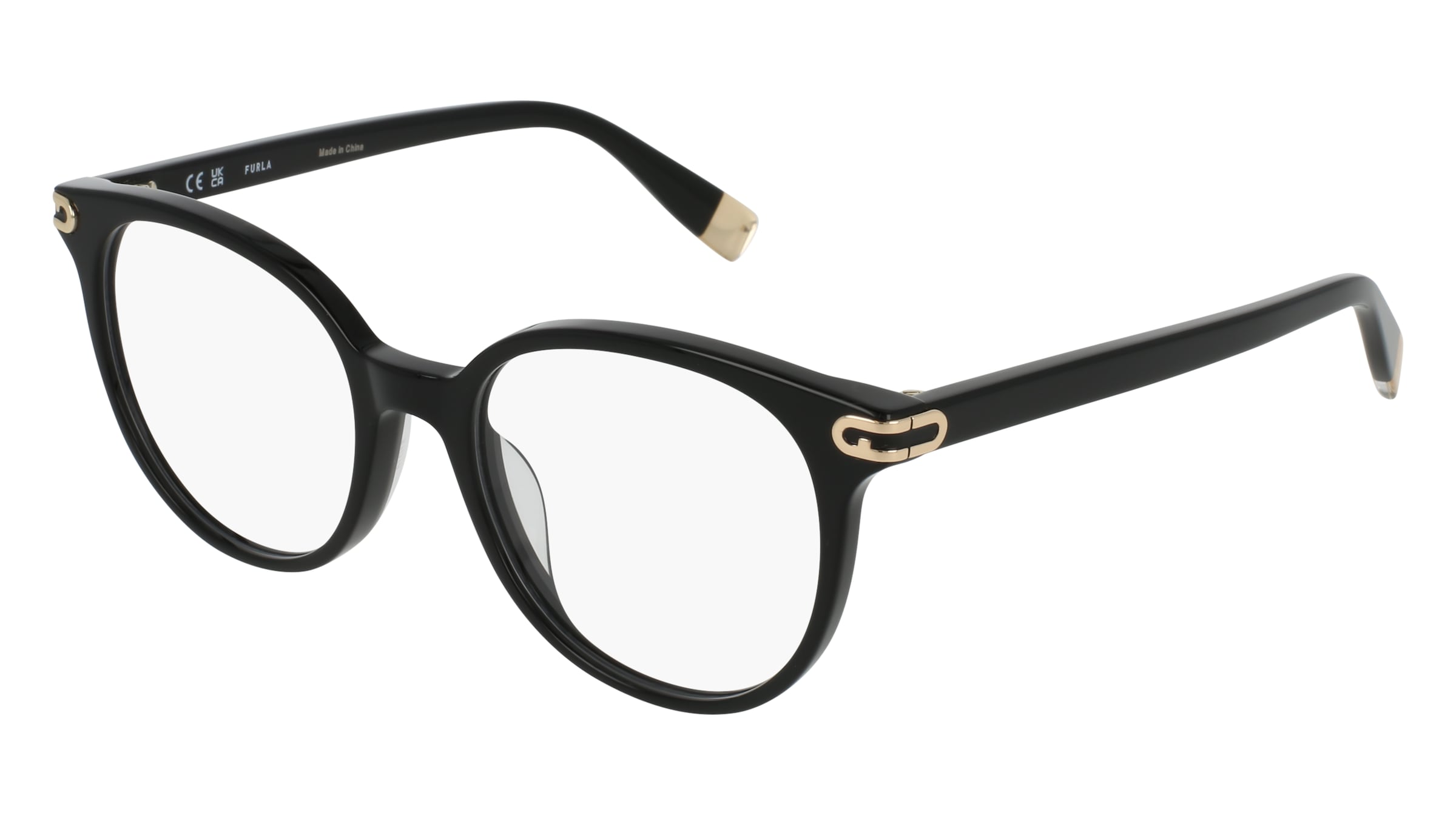 Furla VFUA97 Damen-Brille inkl. Gläser Vollrand Panto Kunststoff-Gestell 51/18/140, Schwarz