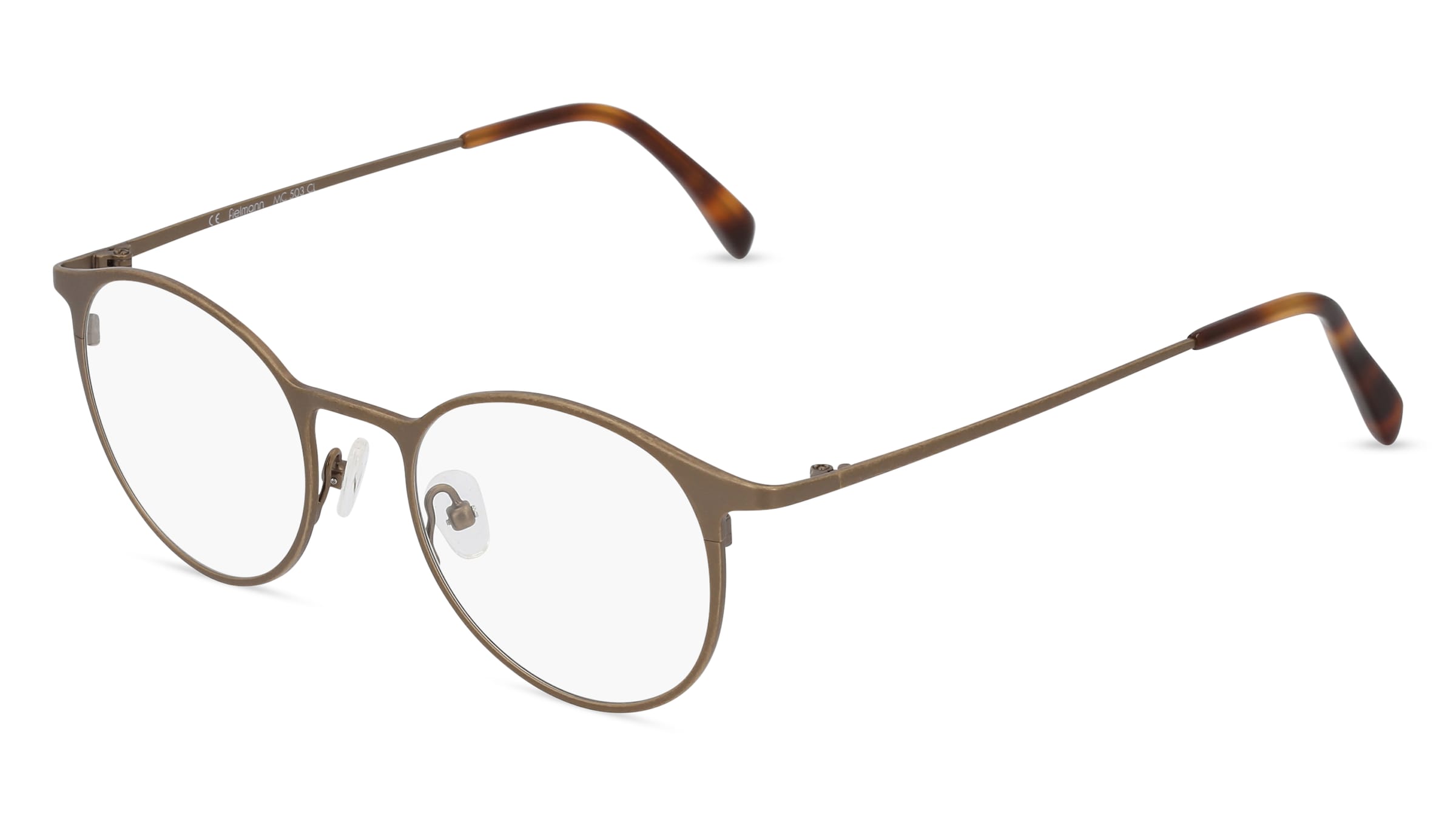 Fielmann MC 503 CL Unisex-Brille inkl. Gläser Vollrand Panto Edelstahl-Gestell 47/19/135, Gold