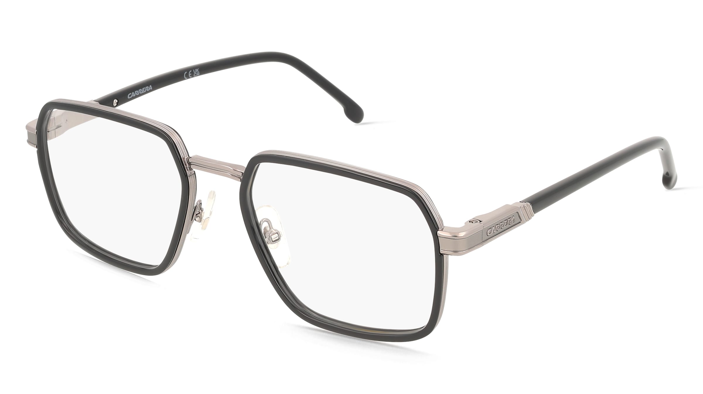 Carrera 1144 Herren-Brille inkl. Gläser Vollrand Quadratisch Edelstahl-Gestell 54/19/145, Schwarz