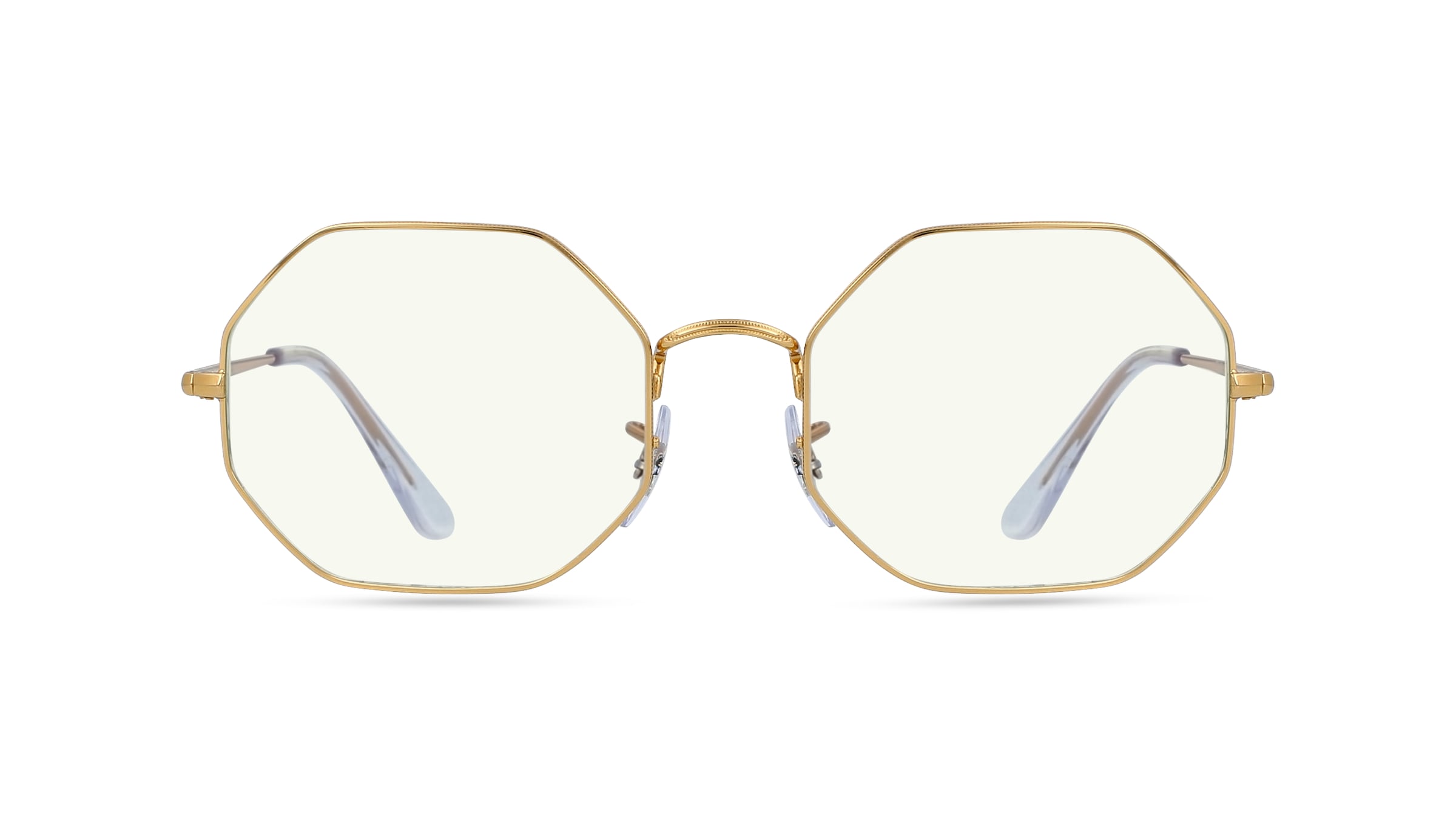 Ray-Ban RB 1972 OCTAGON BL Unisex-Blaulichtfilterbrille ohne Sehstärke Vollrand Achteckig Metall-Gestell, gold