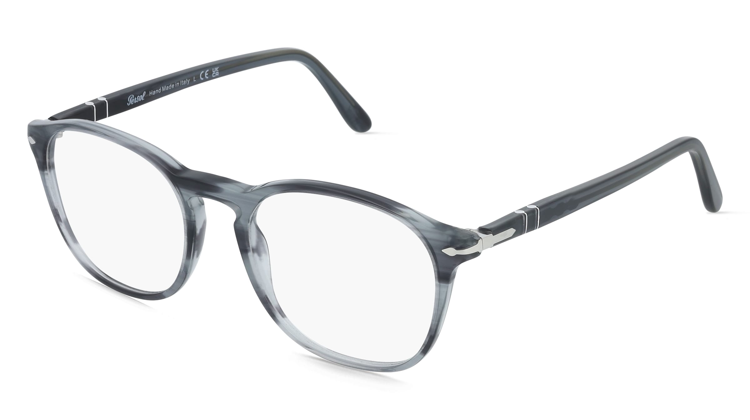 Persol PO3007V Herren-Brille inkl. Gläser Vollrand Quadratisch Acetat-Gestell 52/19/145, Grau