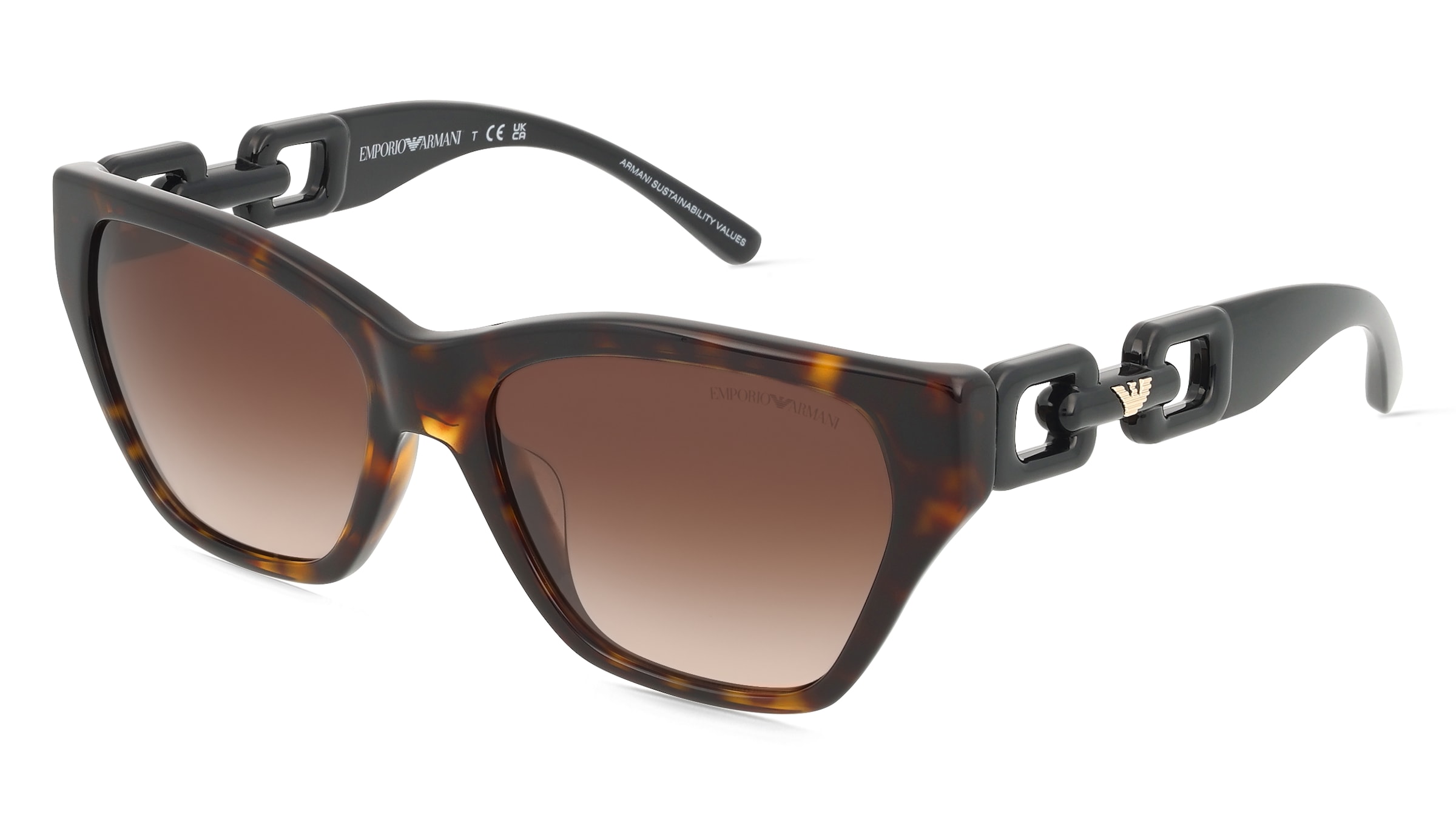 Emporio Armani EA4203U Damen-Sonnenbrille Vollrand Cat Eye Acetat-Gestell, Havanna